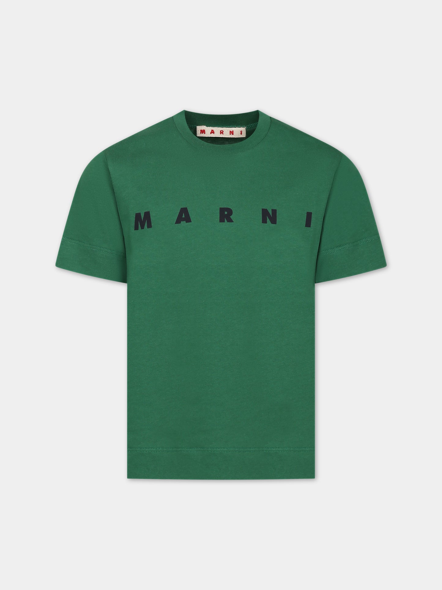 T-shirt verde con logo nero per bambini,Marni Kids,M002MV 0M523