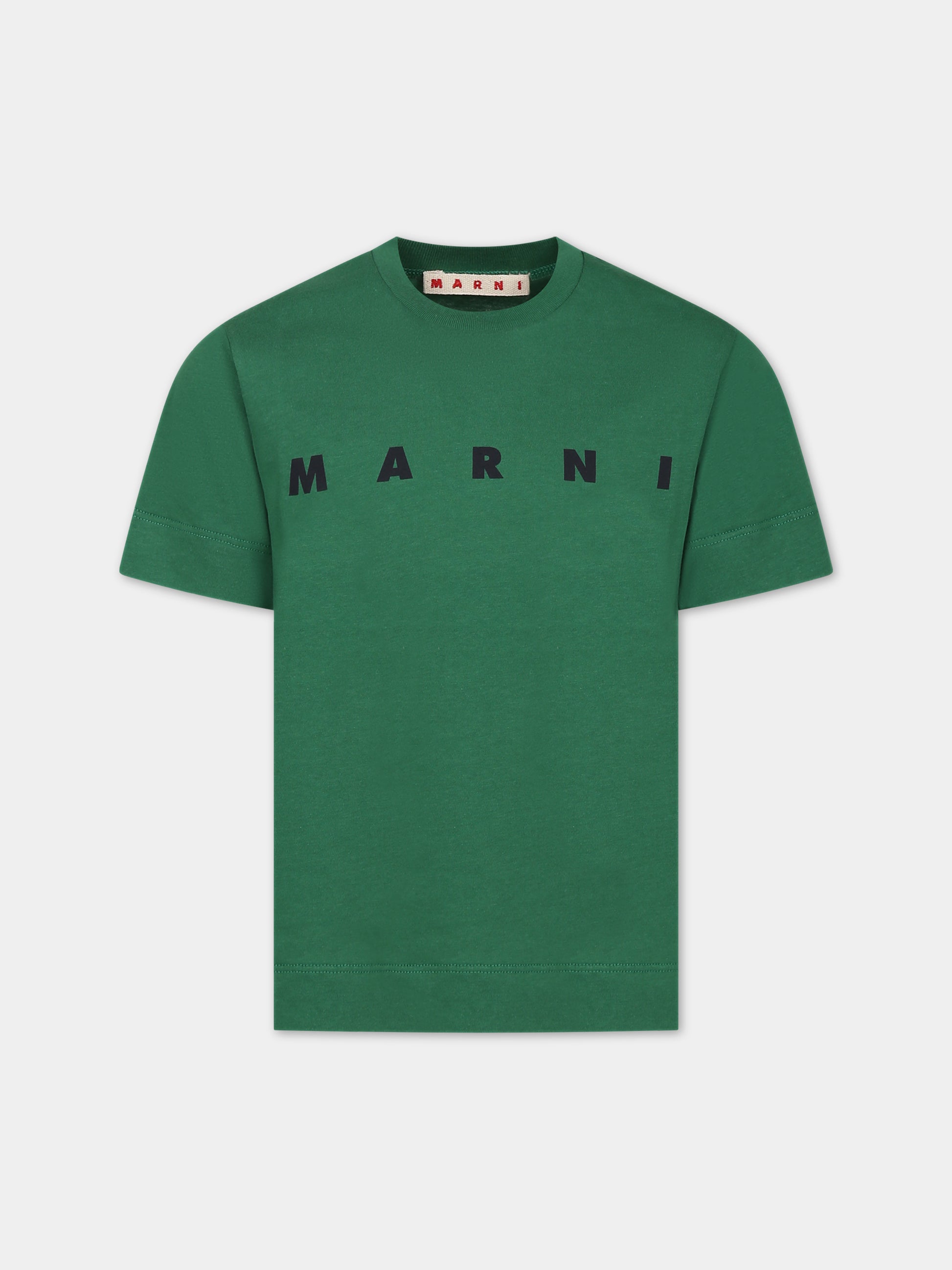 T-shirt verde con logo nero per bambini,Marni Kids,M002MV 0M523