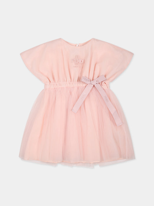 Vestito rosa per neonata con logo,Fendi Kids,BFB460 AMIH F1J7A