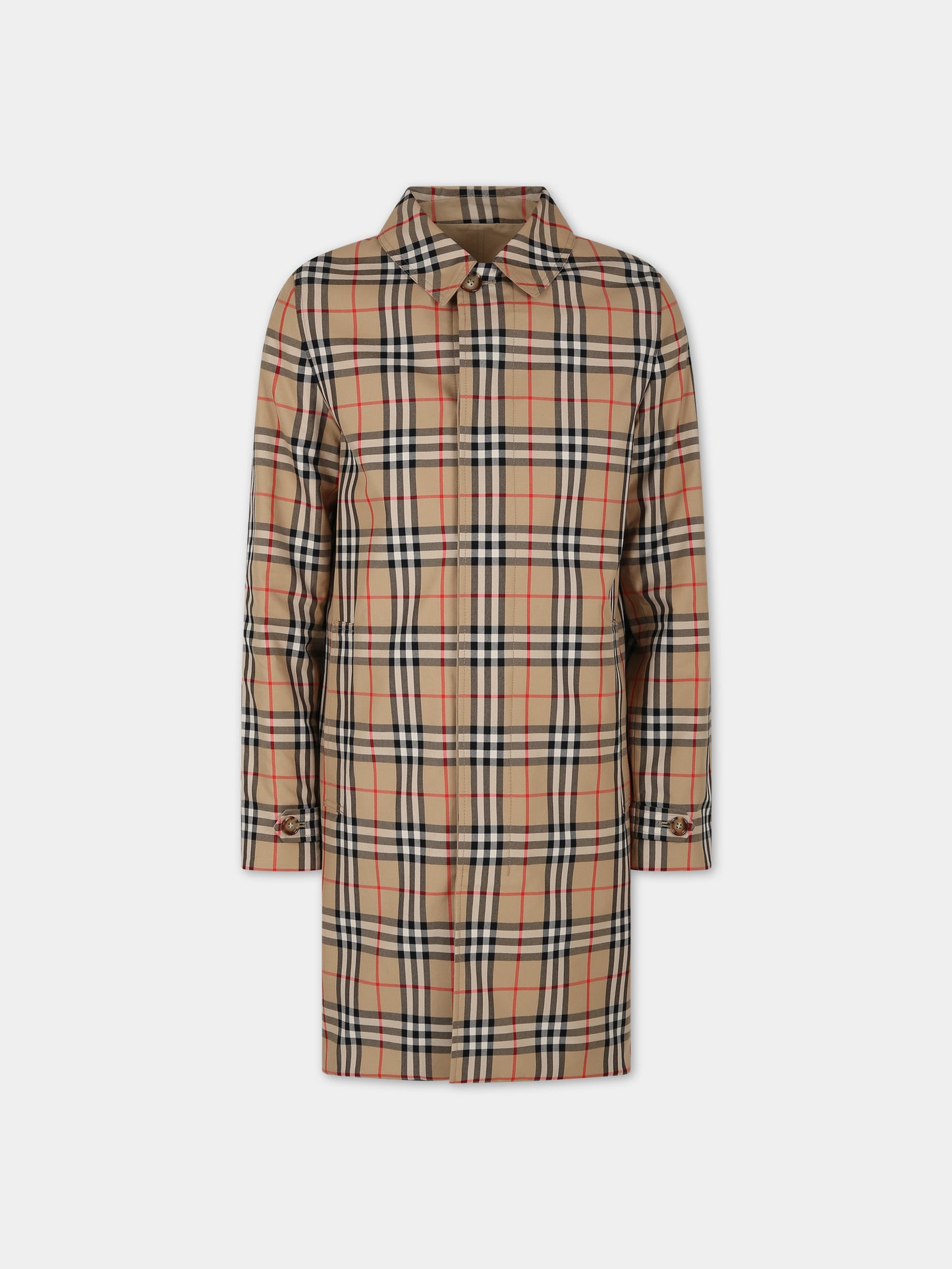 Impermeabile reversibile beige per bambini con iconico check vintage,Burberry Kids,8069328
