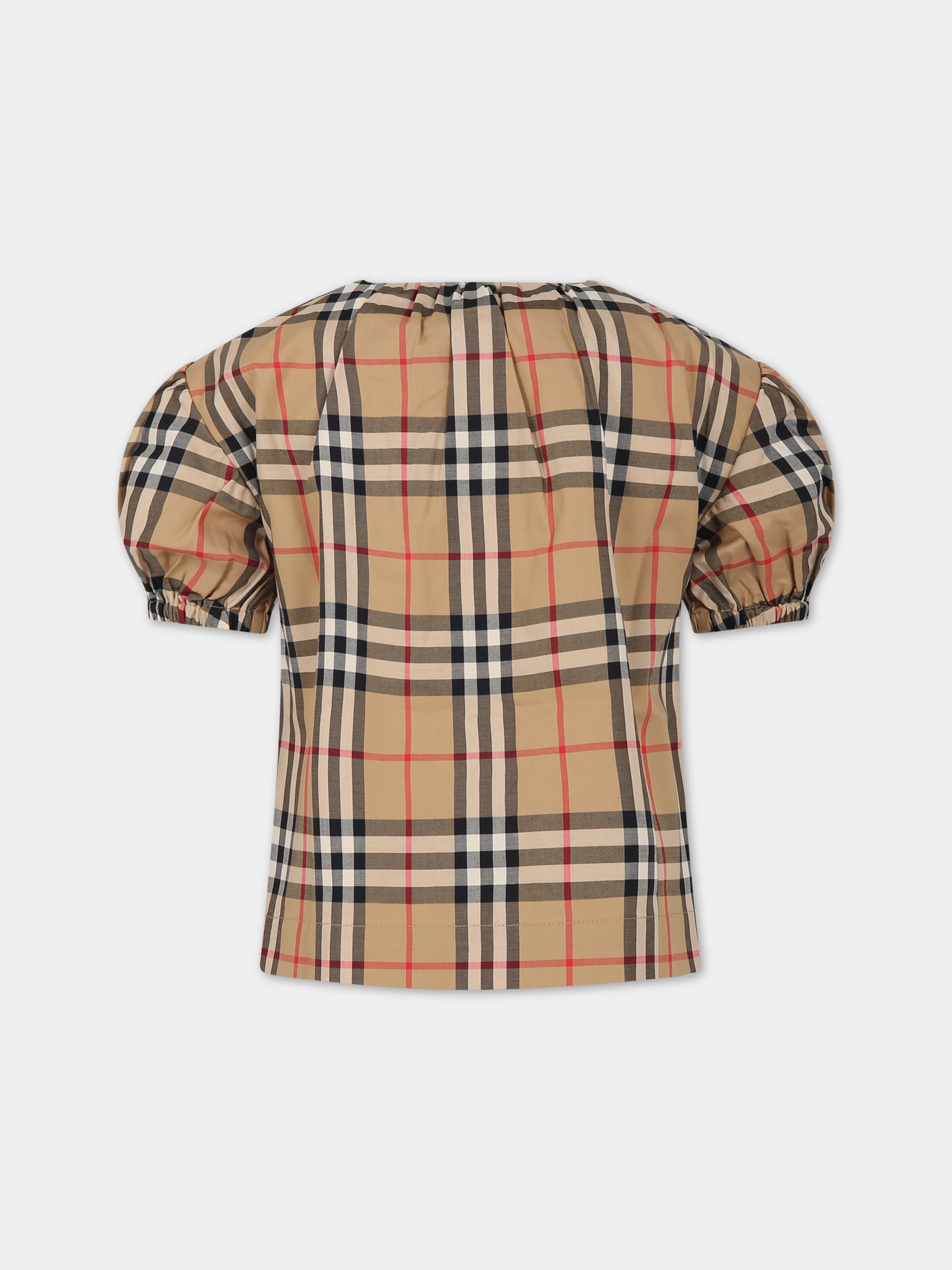 Camicia beige per bambina con iconico check vintage,Burberry Kids,8072346