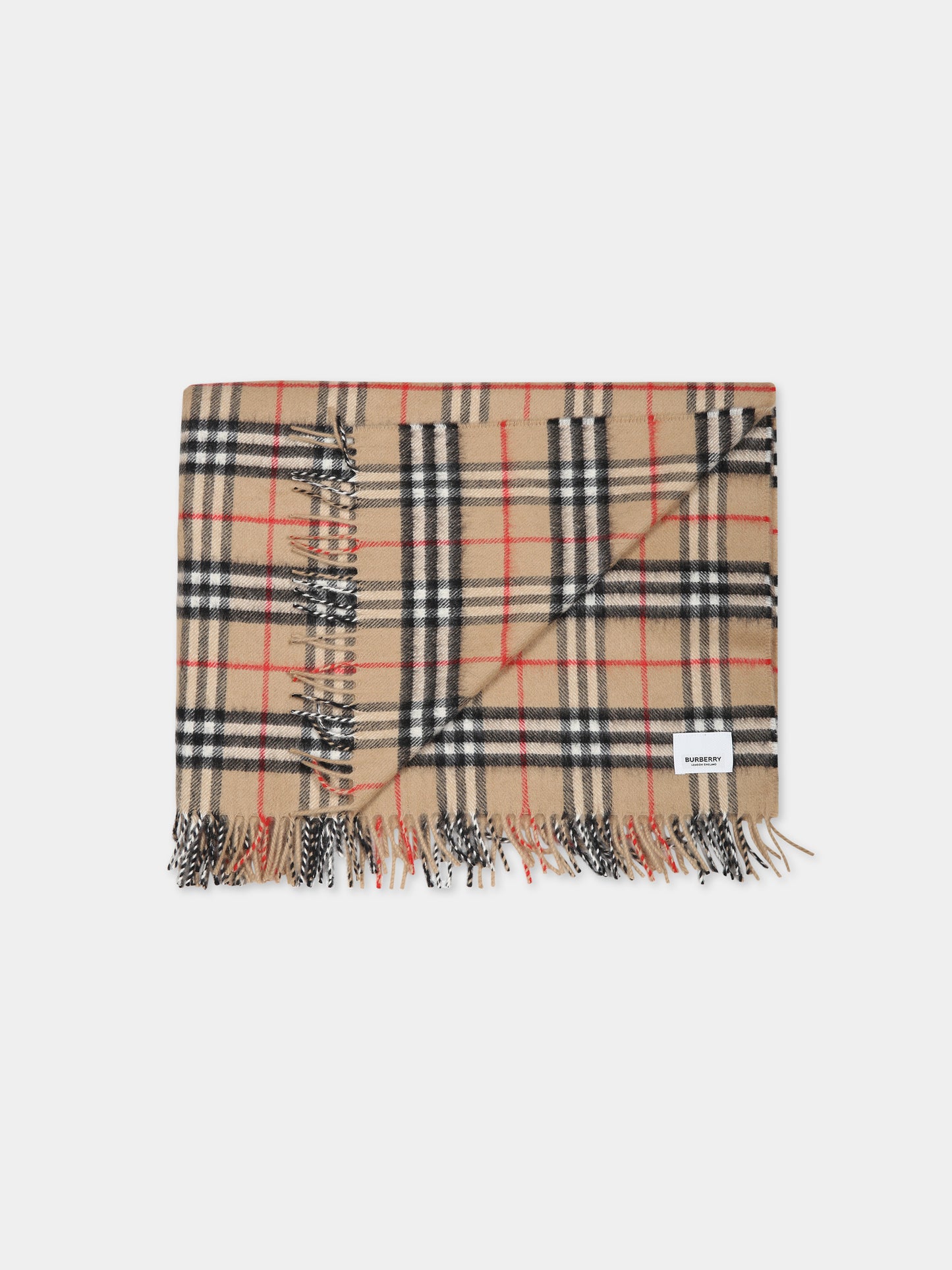 Coperta beige per neonati con iconico check,Burberry Kids,8070500