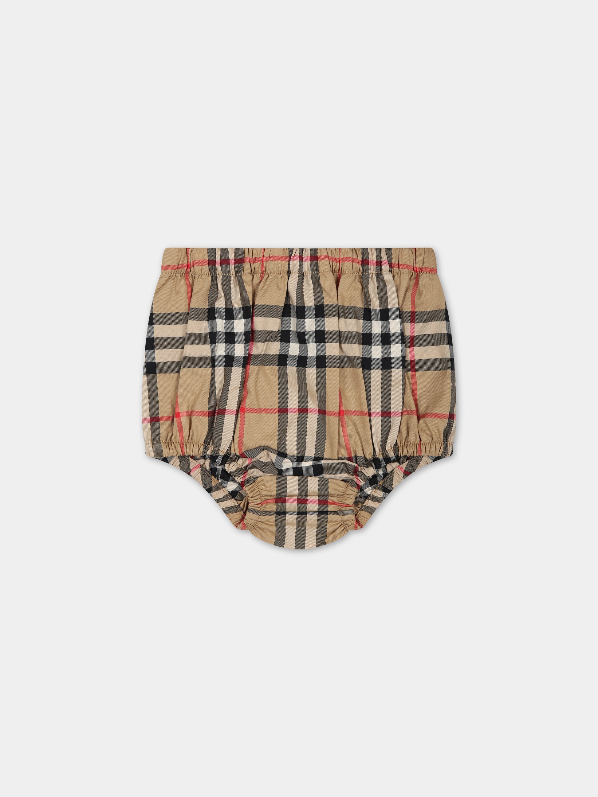 Vestito beige per neonata con iconico check vintage,Burberry Kids,8069152