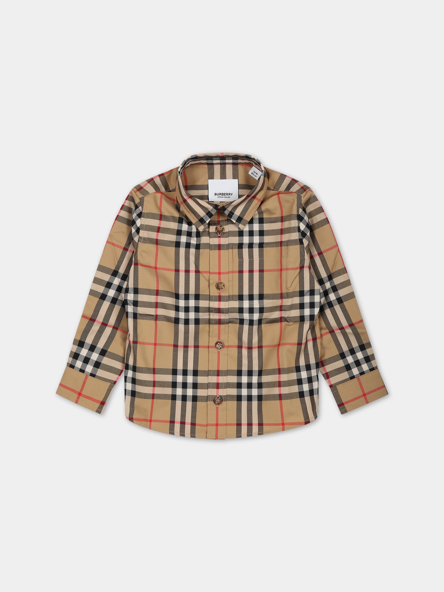 Camicia beige per neonato con iconico check vintage,Burberry Kids,8059654