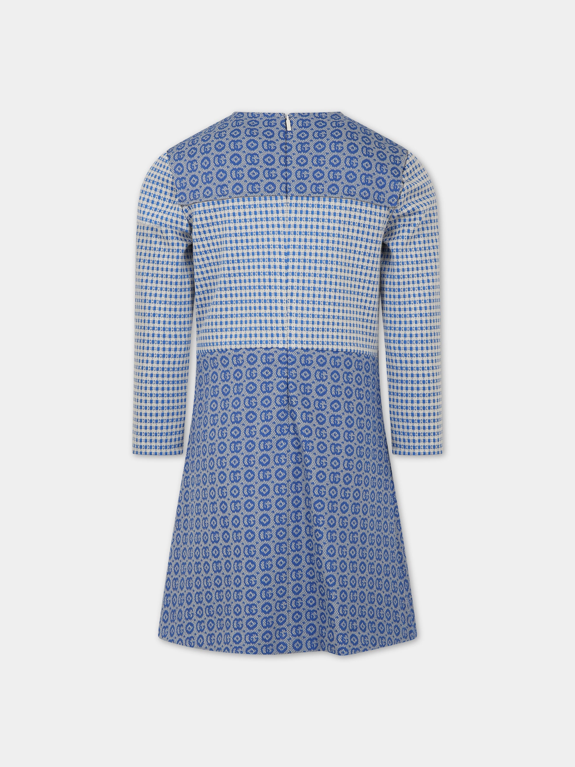 Vestito azzurro per bambina con doppia G,Gucci Kids,744095 XJFO2 4437