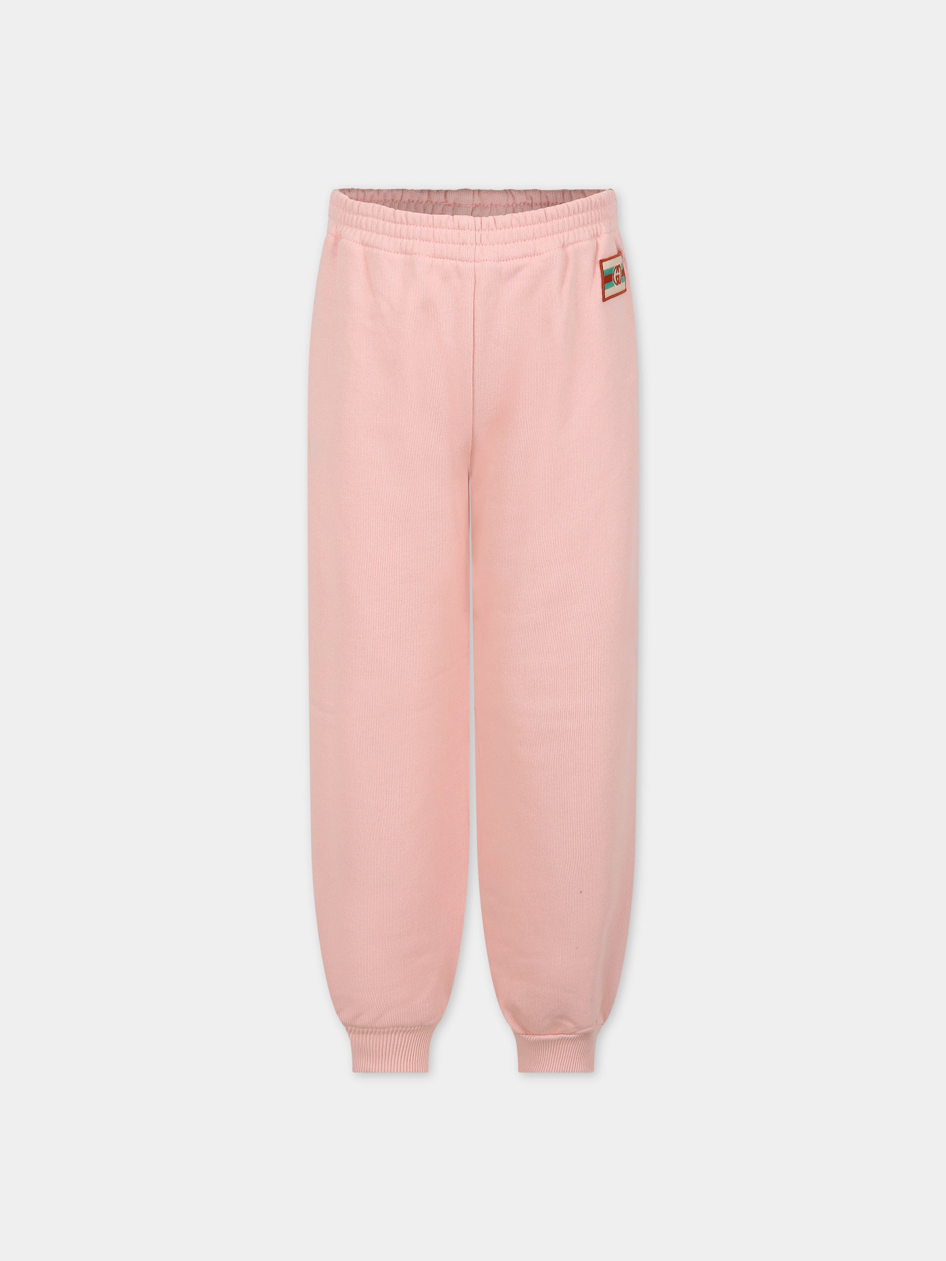 Pantaloni rosa per bambina con doppia G,Gucci Kids,749585 XJFOF 5658