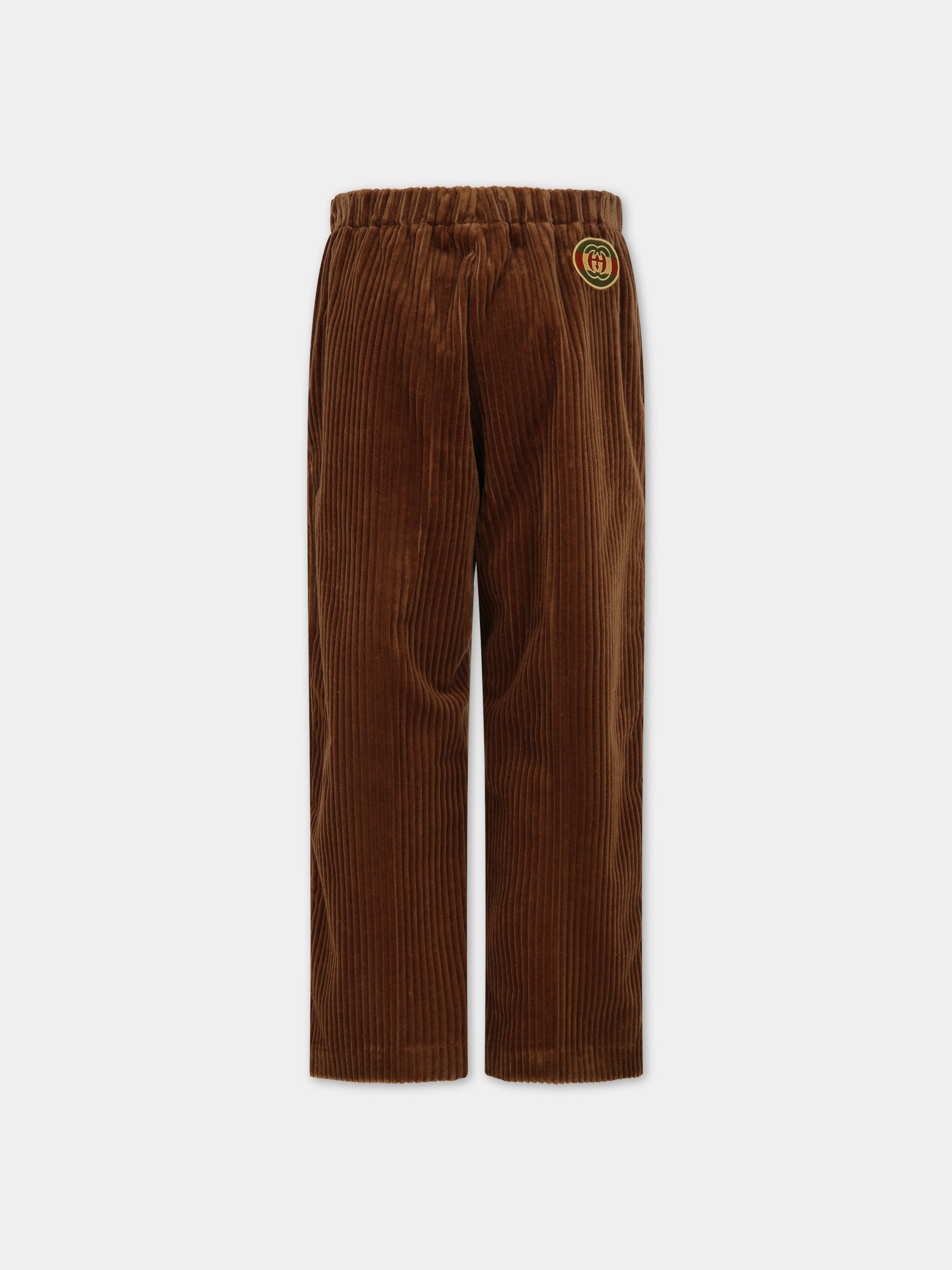 Pantaloni marroni per bambino con doppia G,Gucci Kids,737826 XWAX6 2218