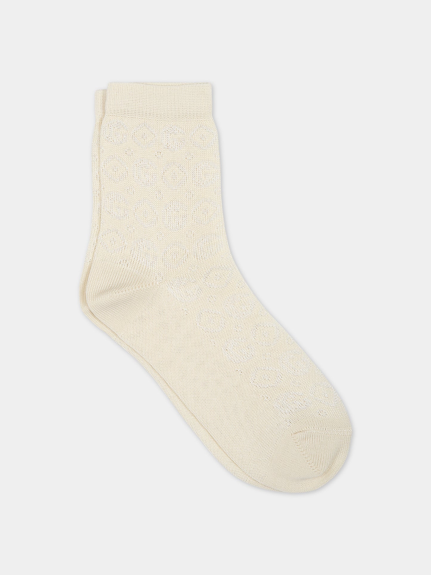 Calzini avorio per bambini con doppia G,Gucci Kids,748285 4KABO 9200