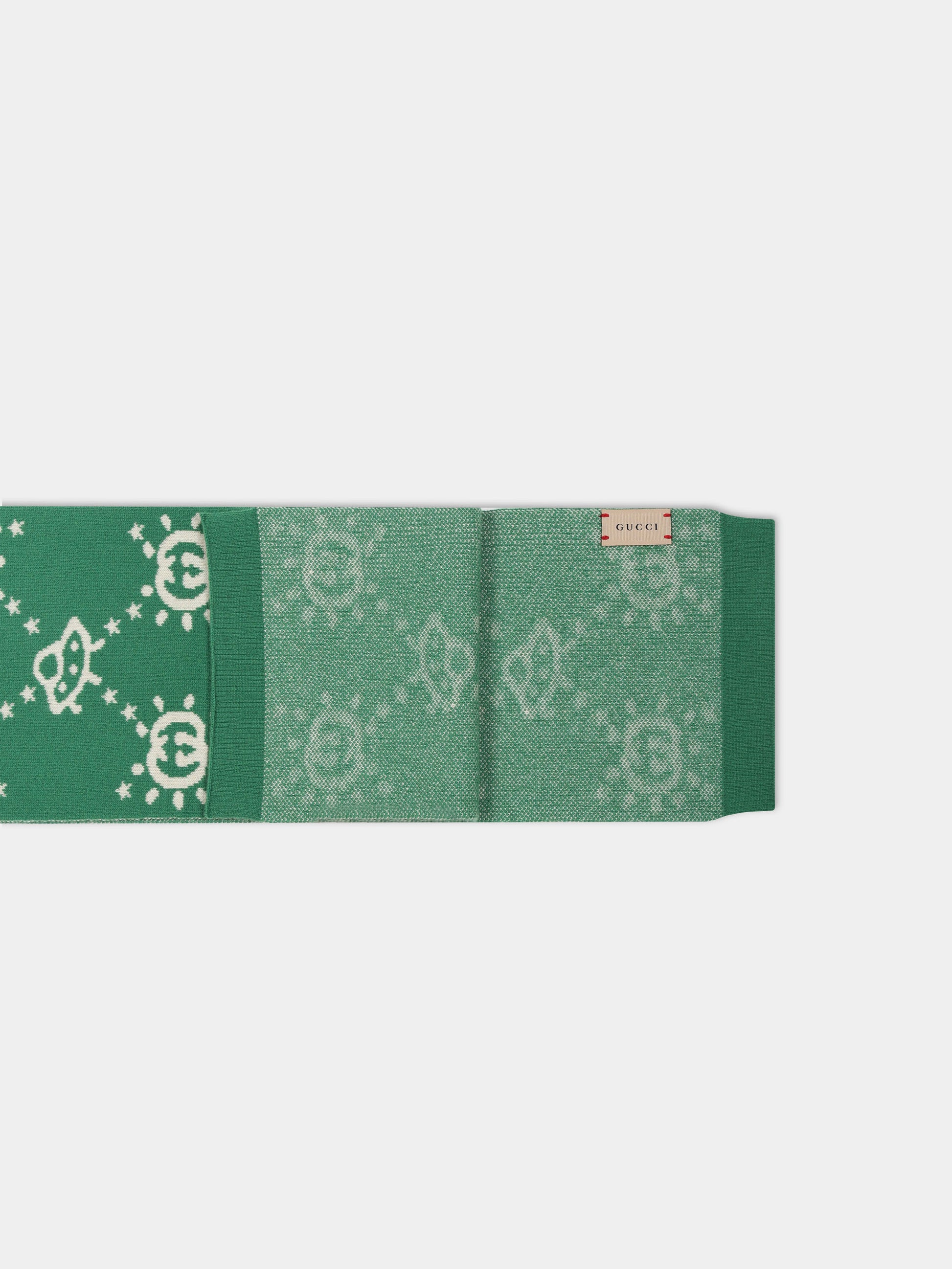Sciarpa verde per bambino con doppia G,Gucci Kids,748424 4K206 3178