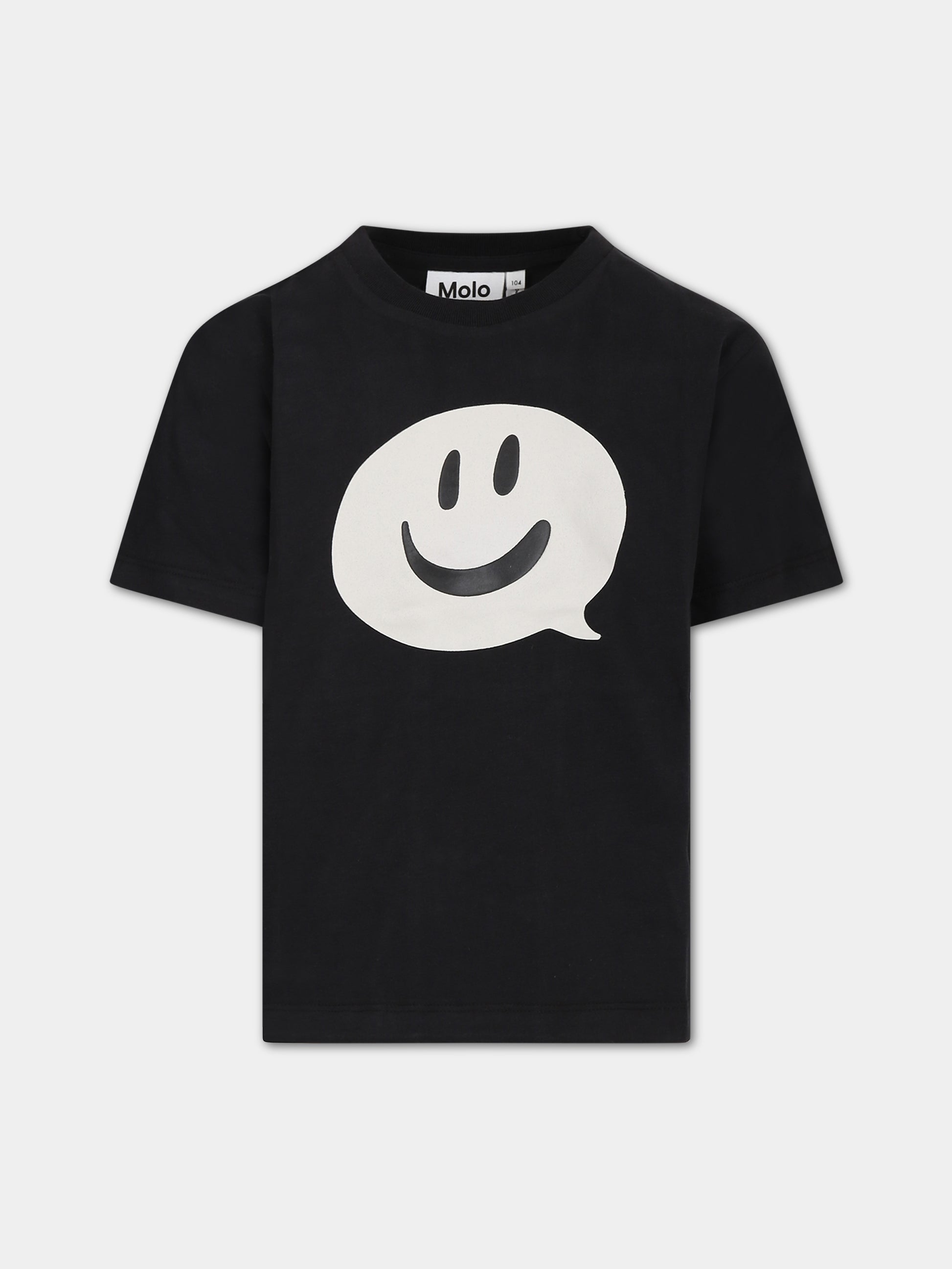T-shirt nera per bambini con smile,Molo,1W23A203 3374