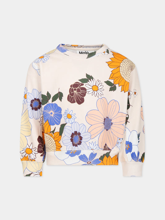Felpa avorio per bambina con stampa floreale,Molo,2W23J215 6953