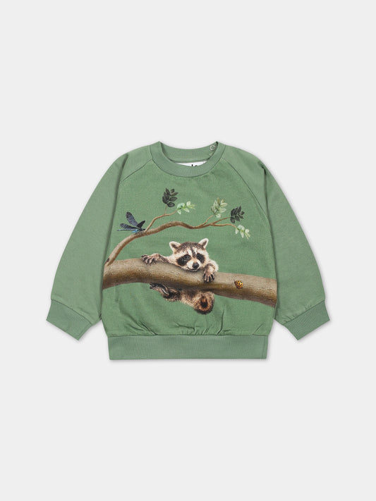 Felpa verde per neonati con animali,Molo,6W23J208 3356