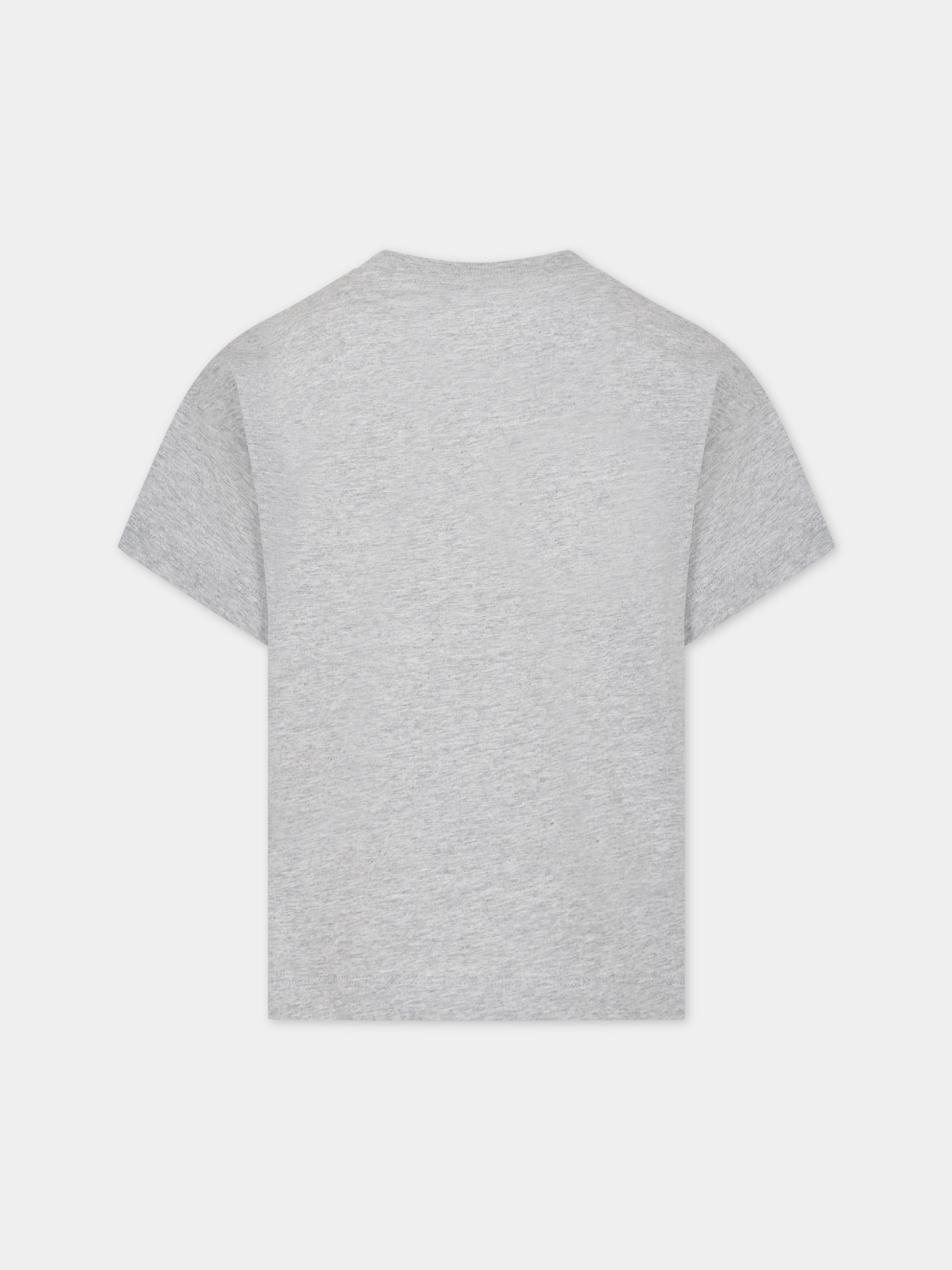 T-shirt grigia per bambini con doppia F,Fendi Kids,JUI144 7AJ F1L12