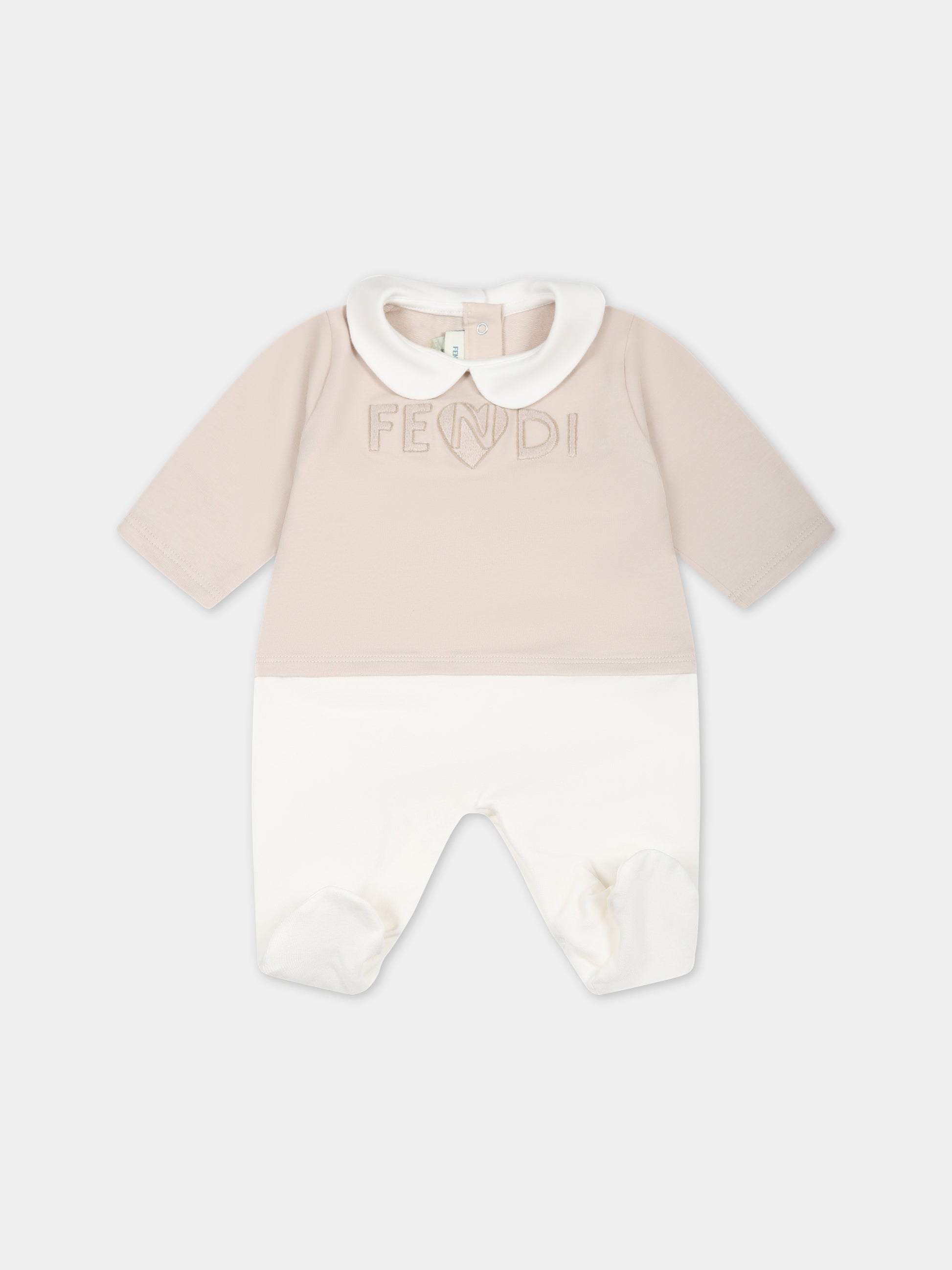 Set beige per neonati con logo,Fendi Kids,BUK103 8RA F19J5