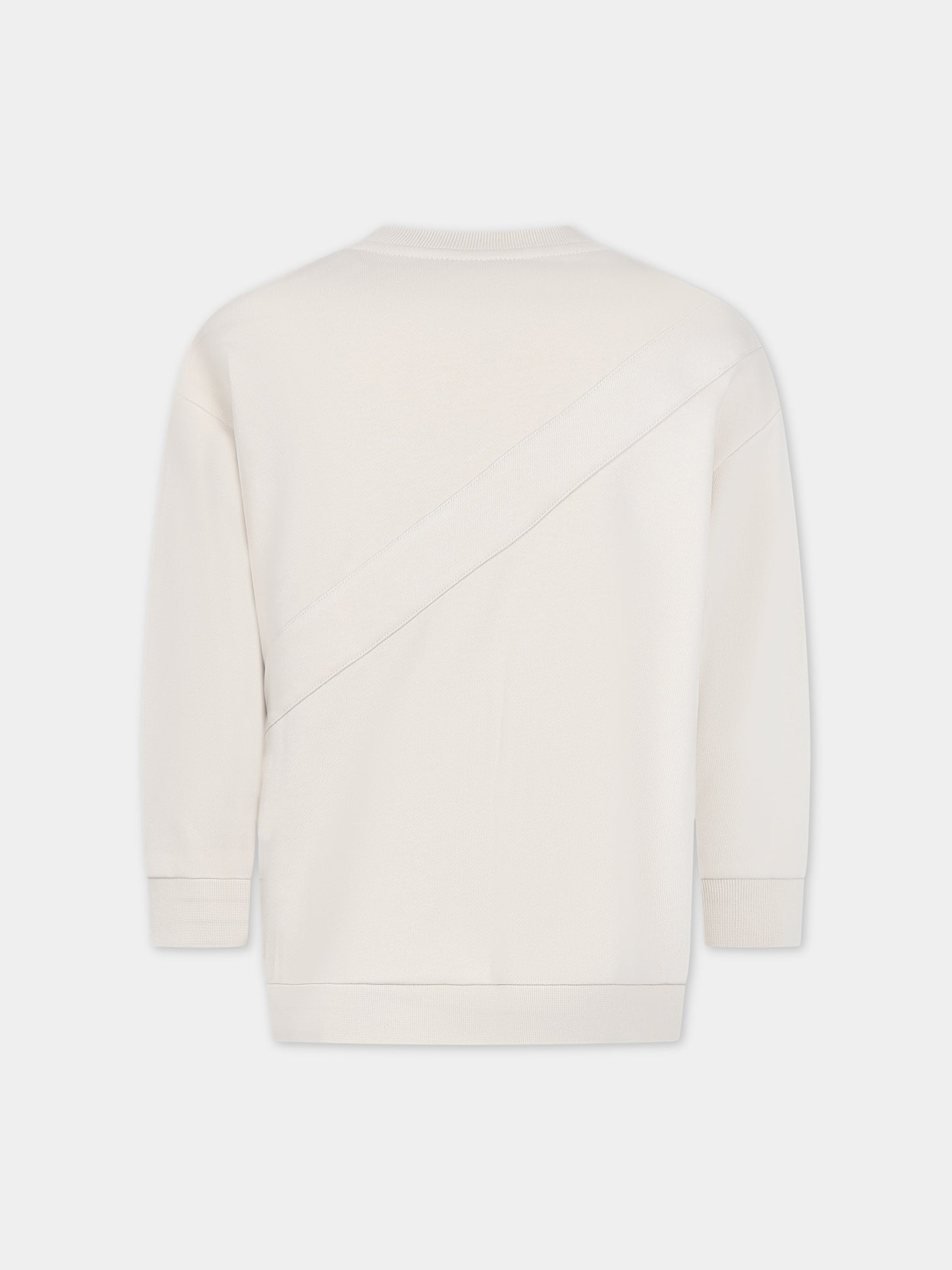 Felpa beige per bambini con iconica doppia F,Fendi Kids,JUH056 5V0 F1B2Y