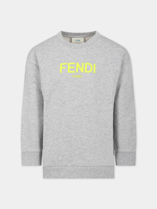 Felpa grigia per bambini con logo,Fendi Kids,JUH051 5V0 F1L12
