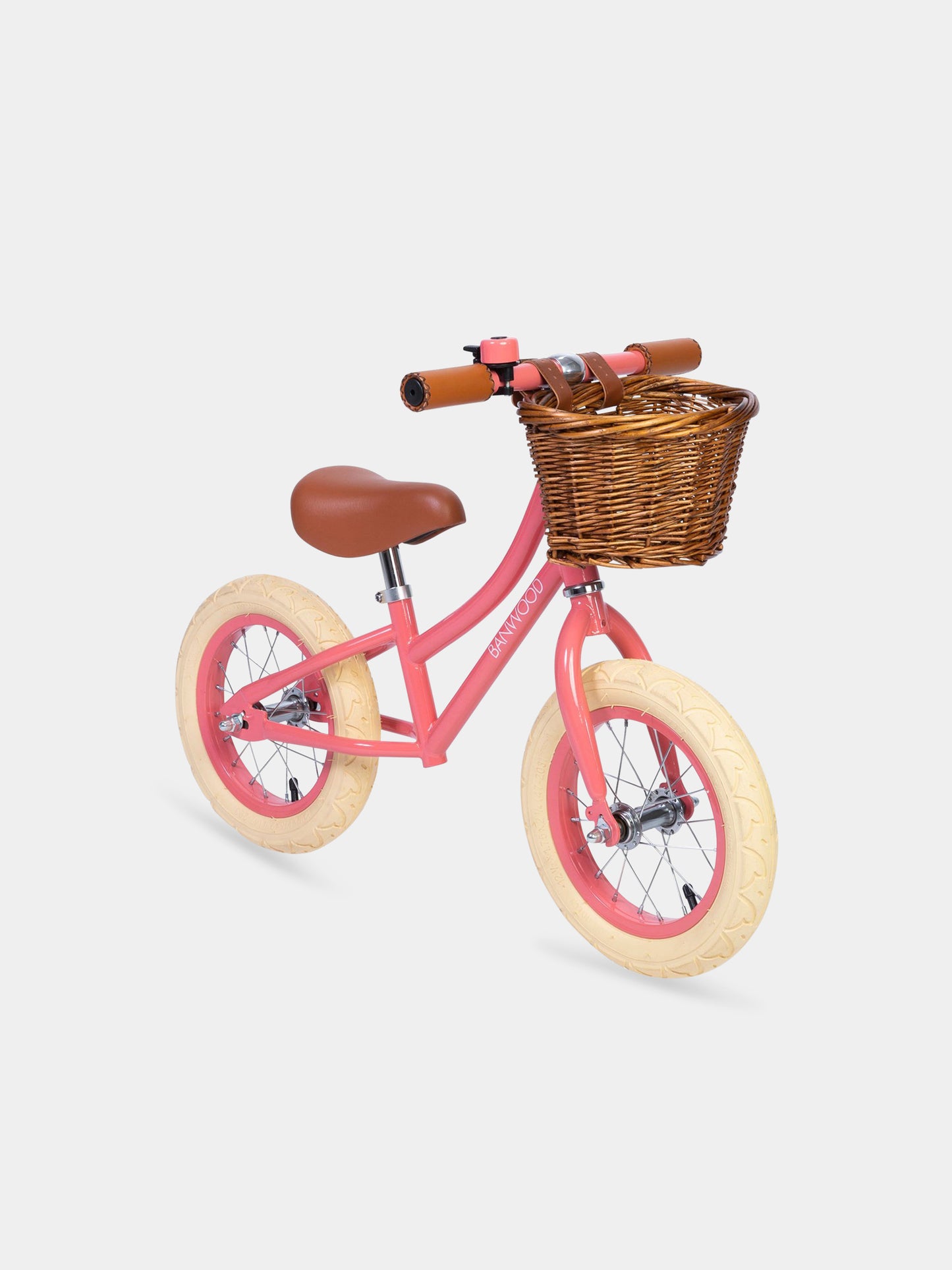 Bicicletta rosa per bambina con cesto in vimini,Banwood,BW F1G CORAL