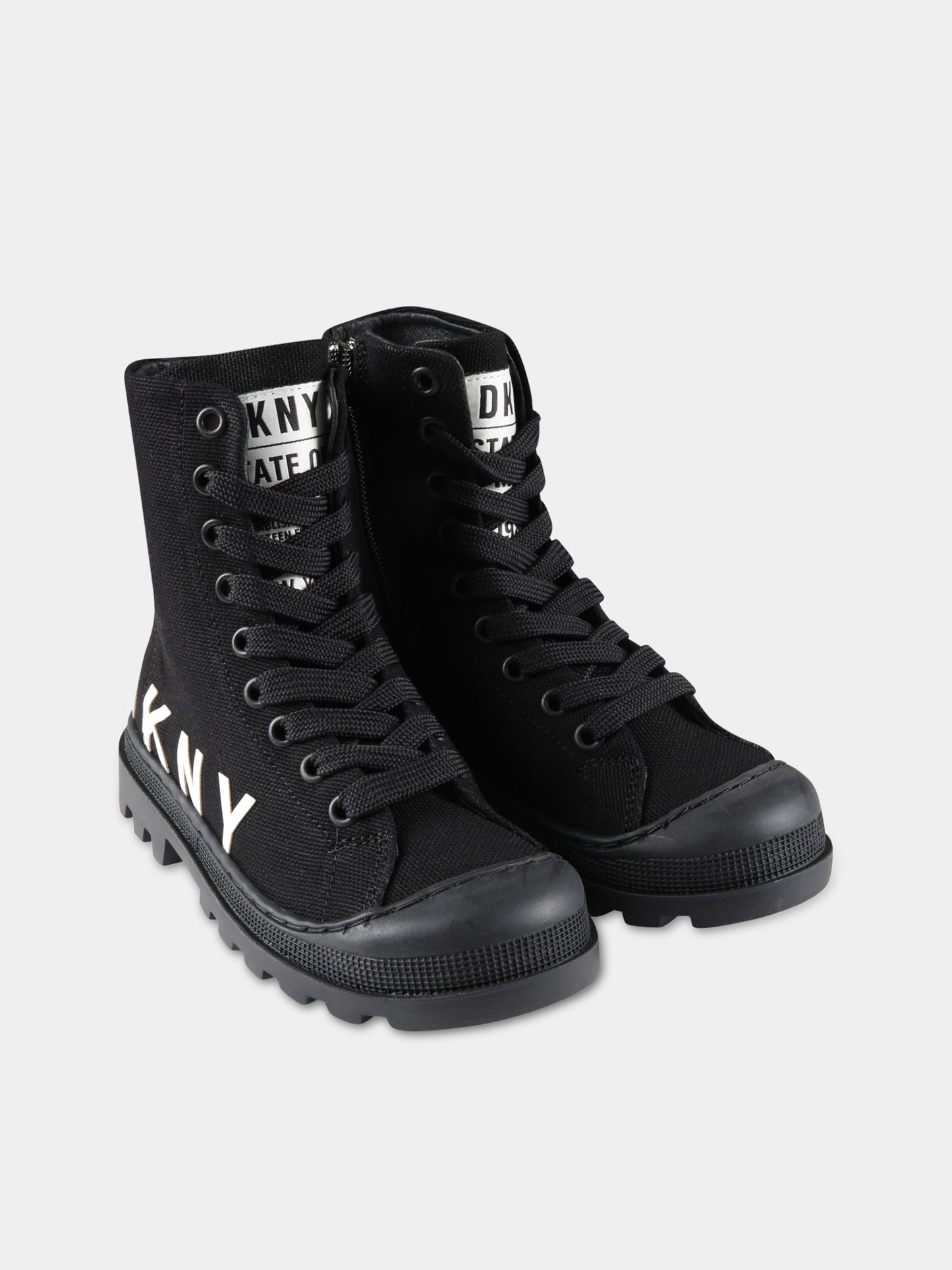 Sneakers nere per bambina con logo bianco,Dkny,D39062 09B