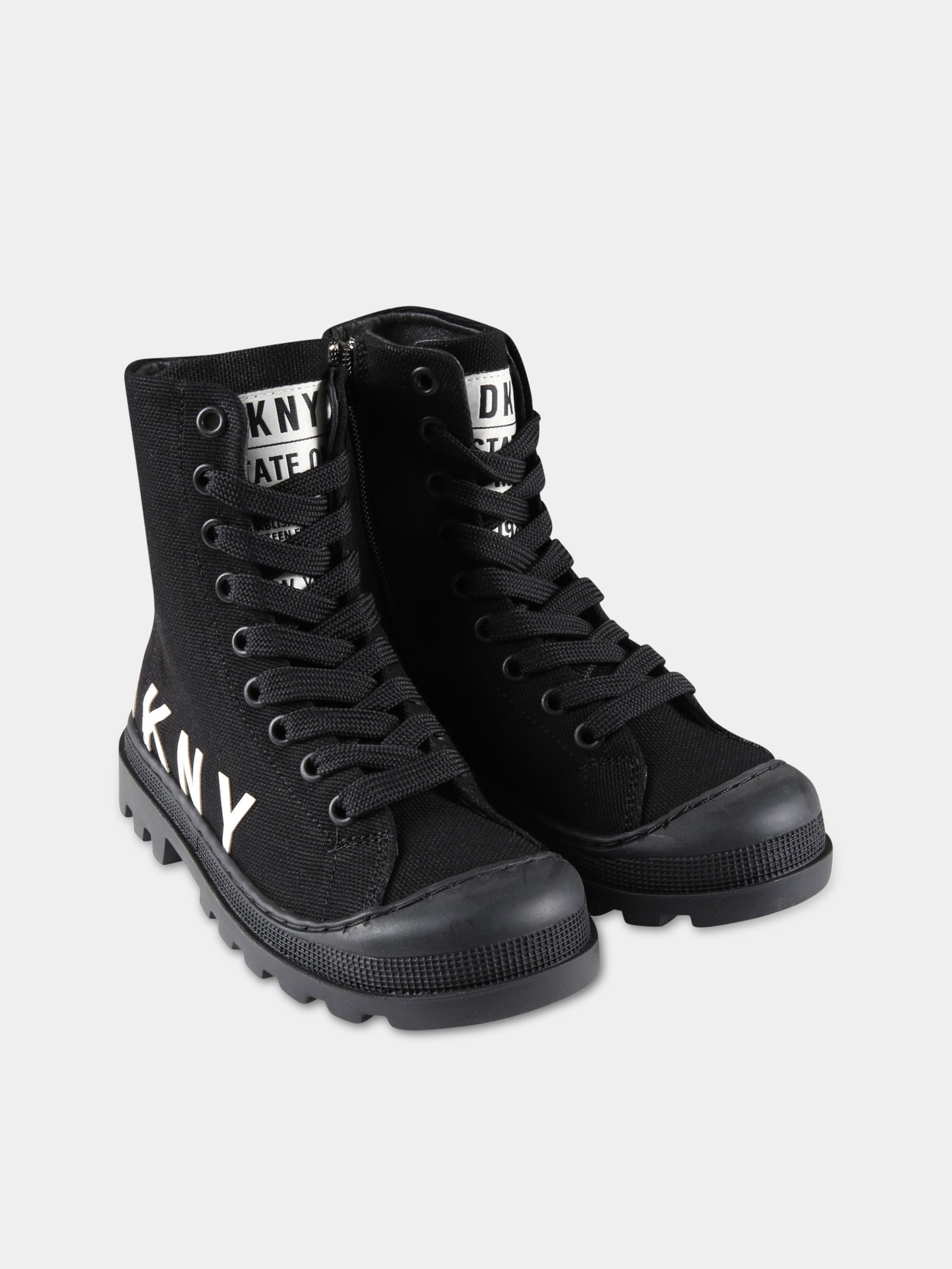 Sneakers nere per bambina con logo bianco,Dkny,D39062 09B