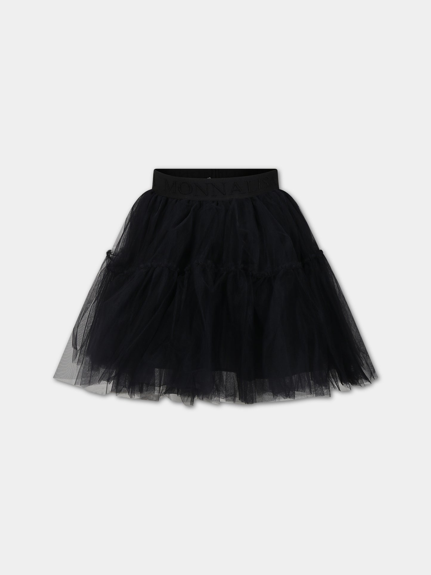 Gonna nera per bambina con logo,Monnalisa,17BGON T9945 0050