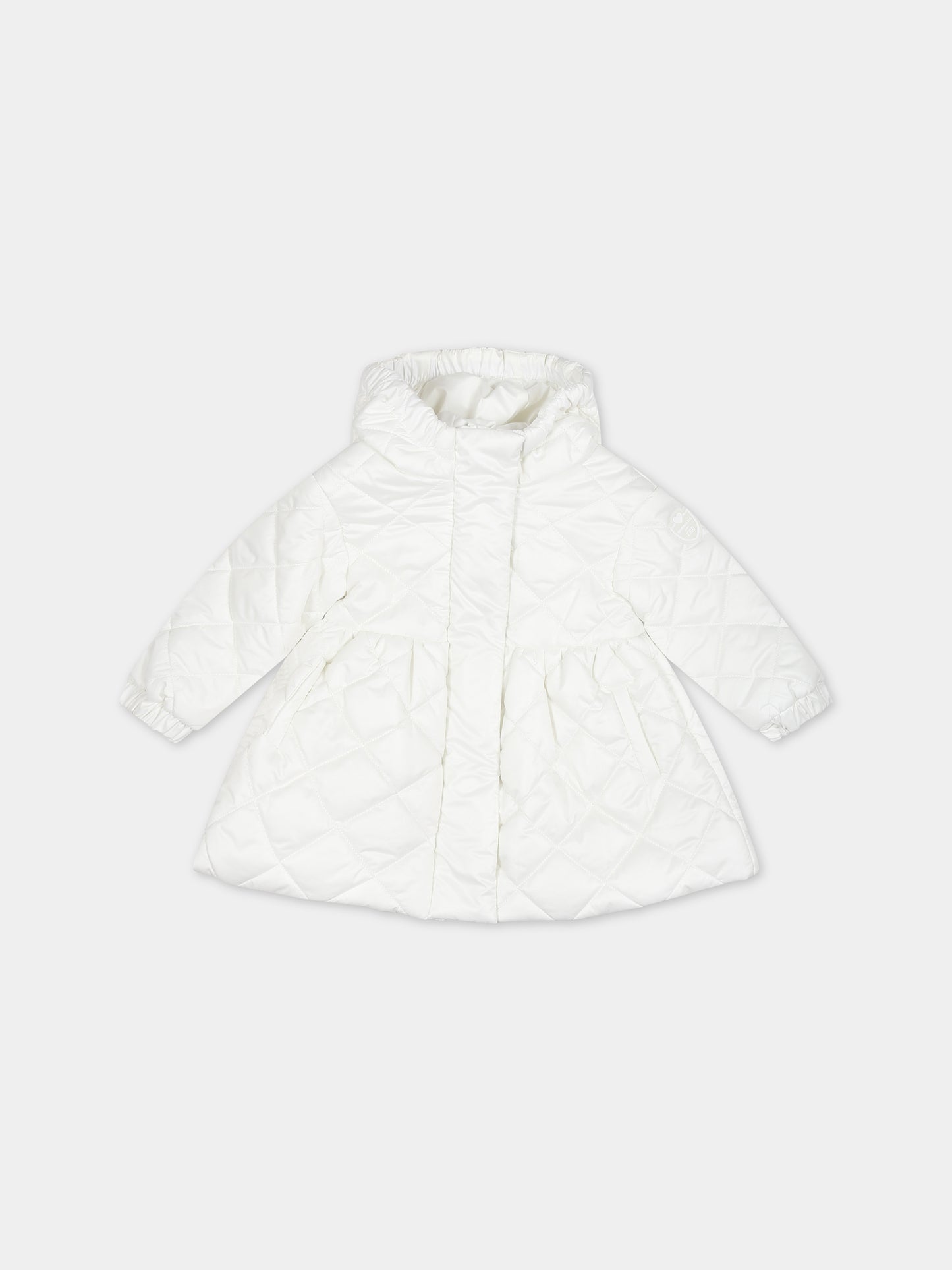 Piumino bianco per neonata con logo,Monnalisa,37B101 2409 0001