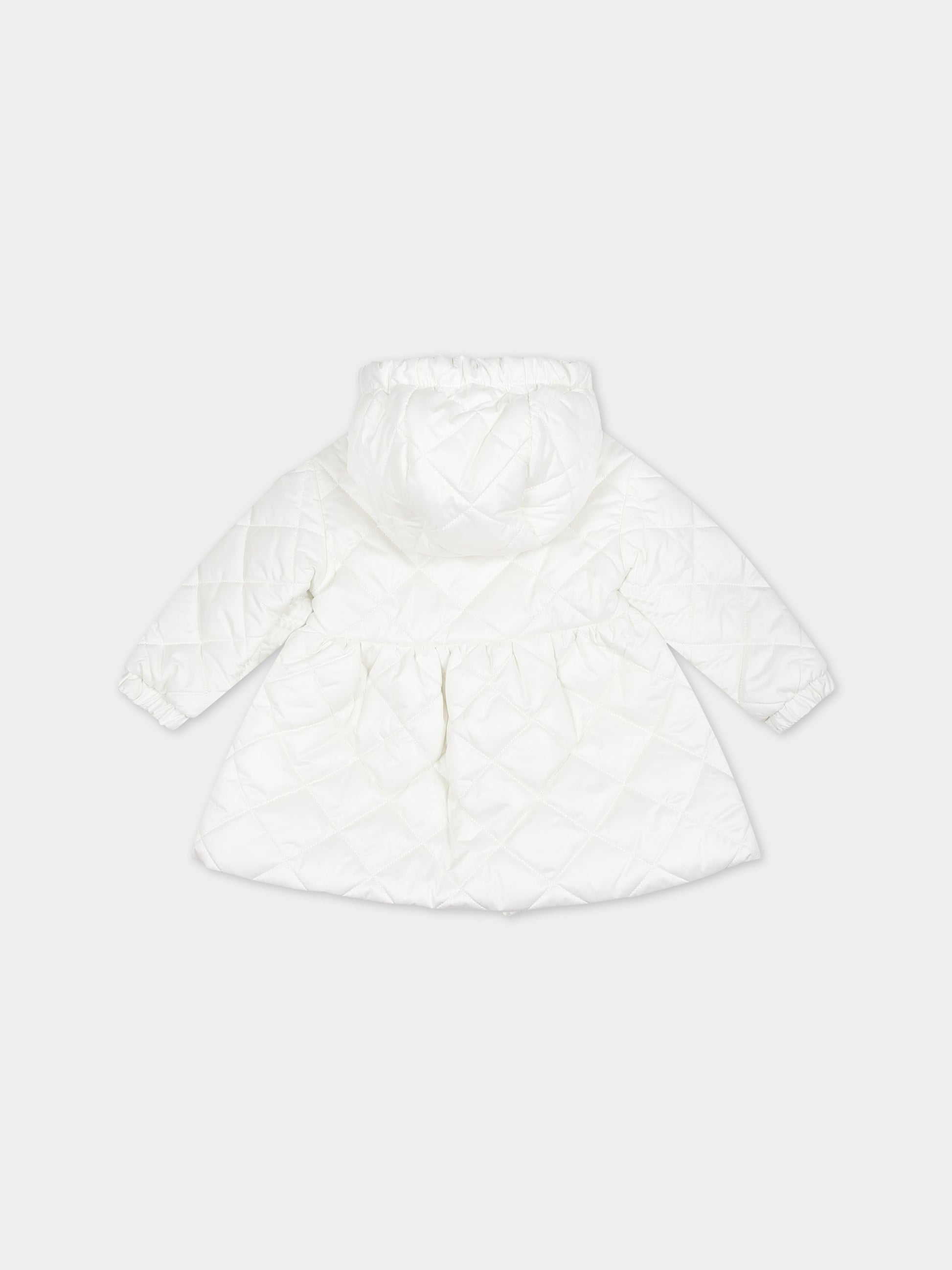 Piumino bianco per neonata con logo,Monnalisa,37B101 2409 0001