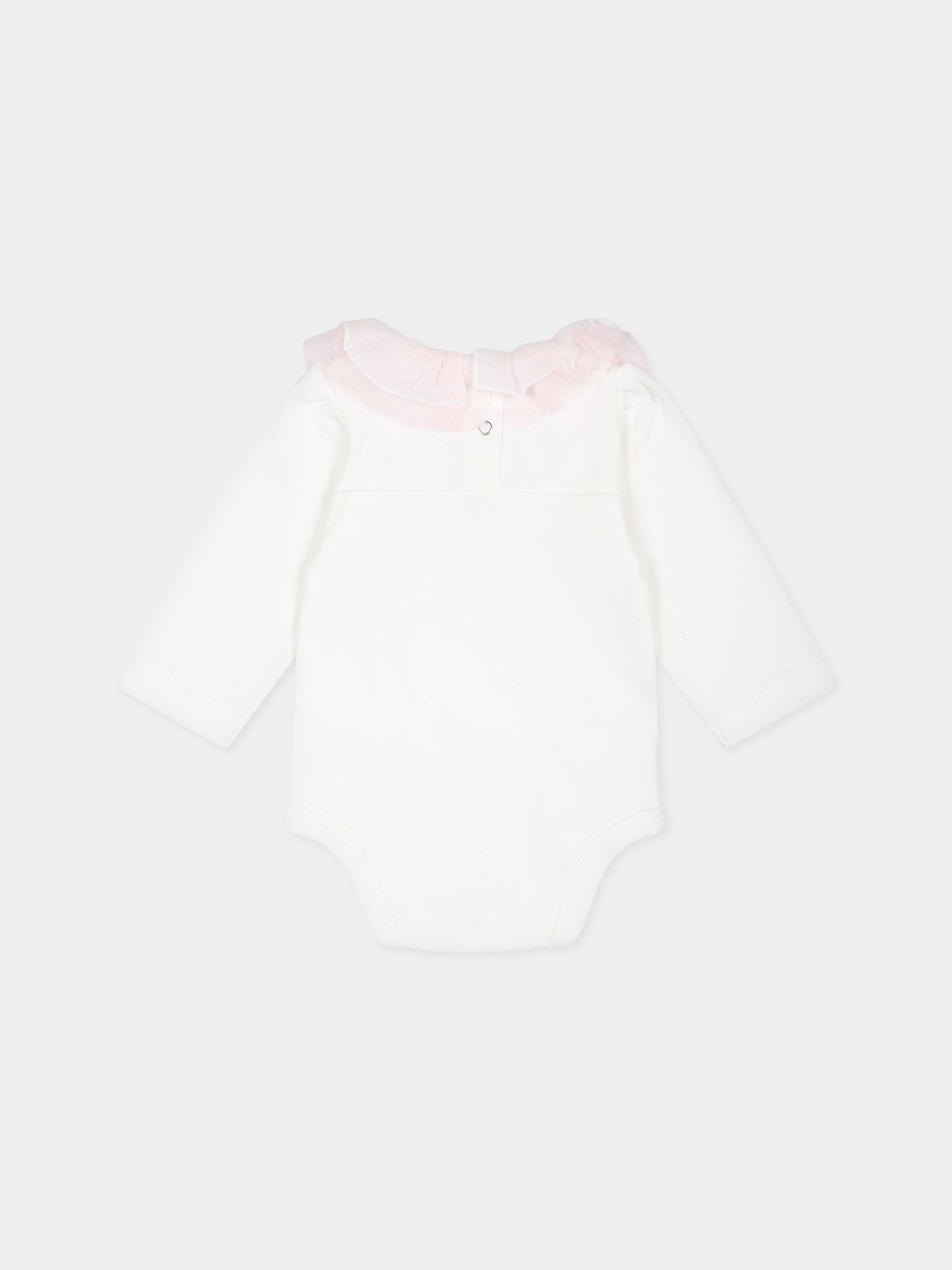 Completo bianco per neonata con cuore e logo,Monnalisa,35B502 2004 0191