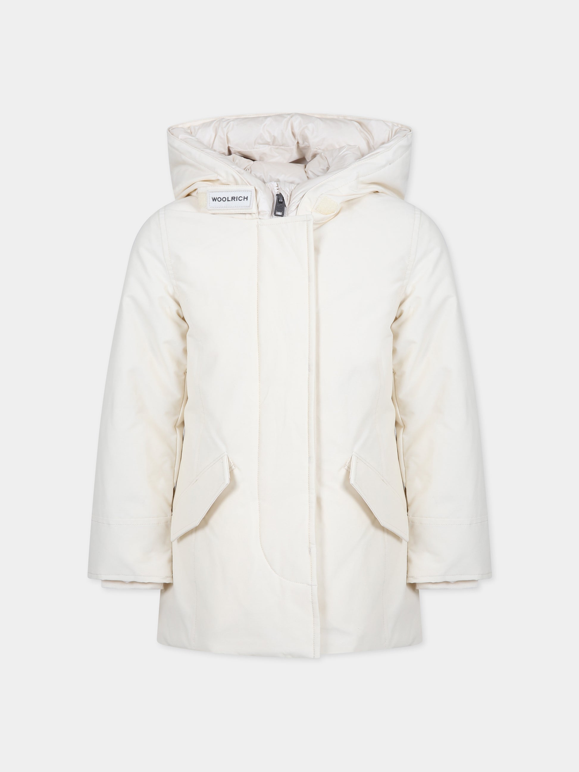 Arctic parka bianco per bambina con logo,Woolrich Kids,CFWKOU0223FRUT0641 MKC