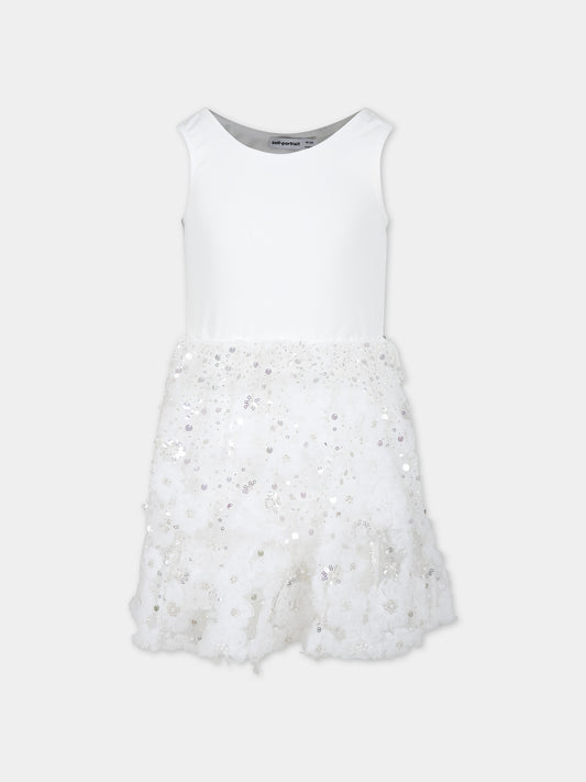 Vestito bianco per bambina con fiori,Self Portrait,PF23 711S W