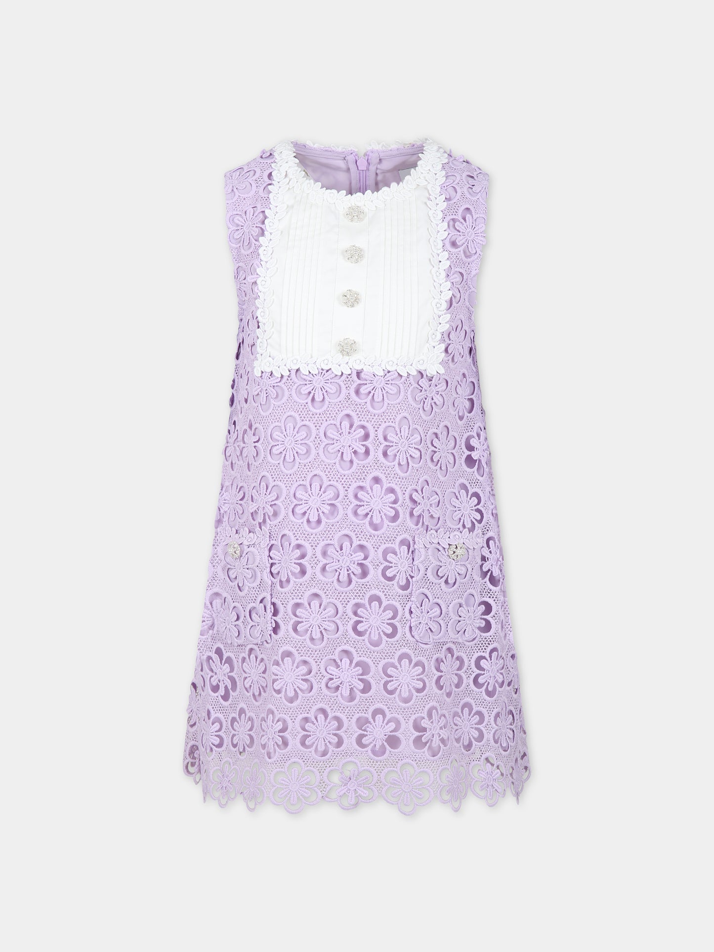 Vestito viola per bambina con fiori,Self Portrait,PF23 718S L