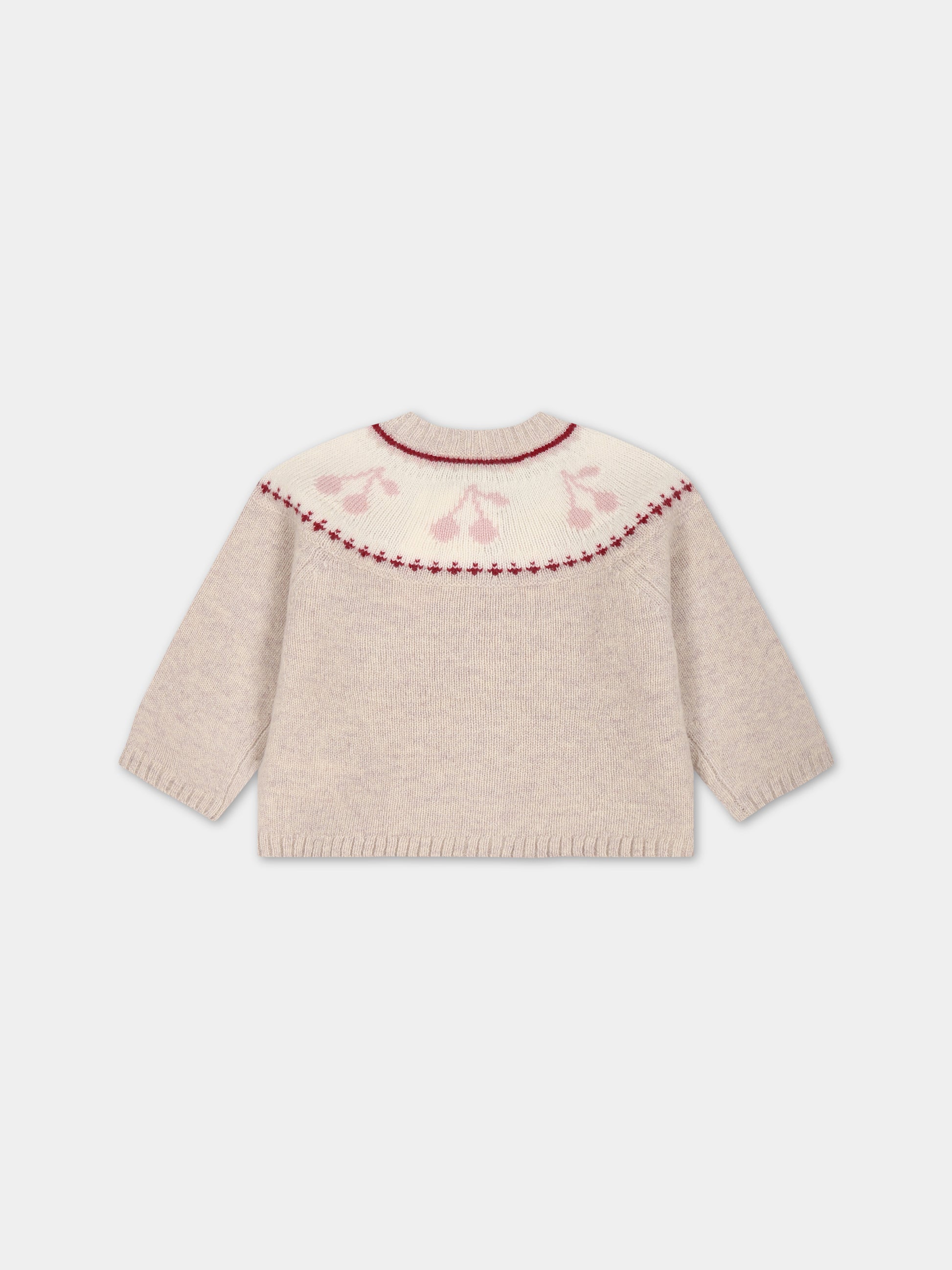 Cardigan rosa per neonata con ciliege,Bonpoint,W03XCAK00103 903