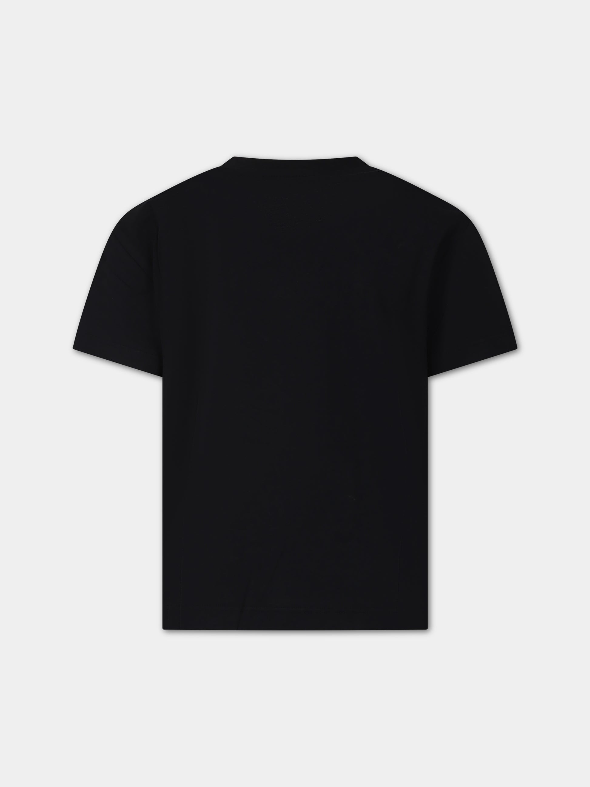 T-shirt nera per bambino con logo,Msgm Kids,F3MSJUTH011 110