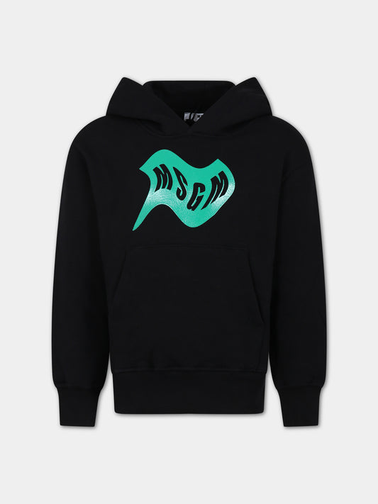 Felpa nera per bambini con logo,Msgm Kids,F3MSJUHS013 110