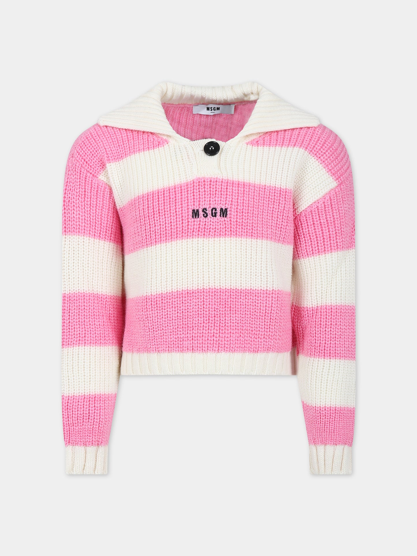 Maglione rosa per bambina con logo,Msgm Kids,F3MSJGJP033 042/36