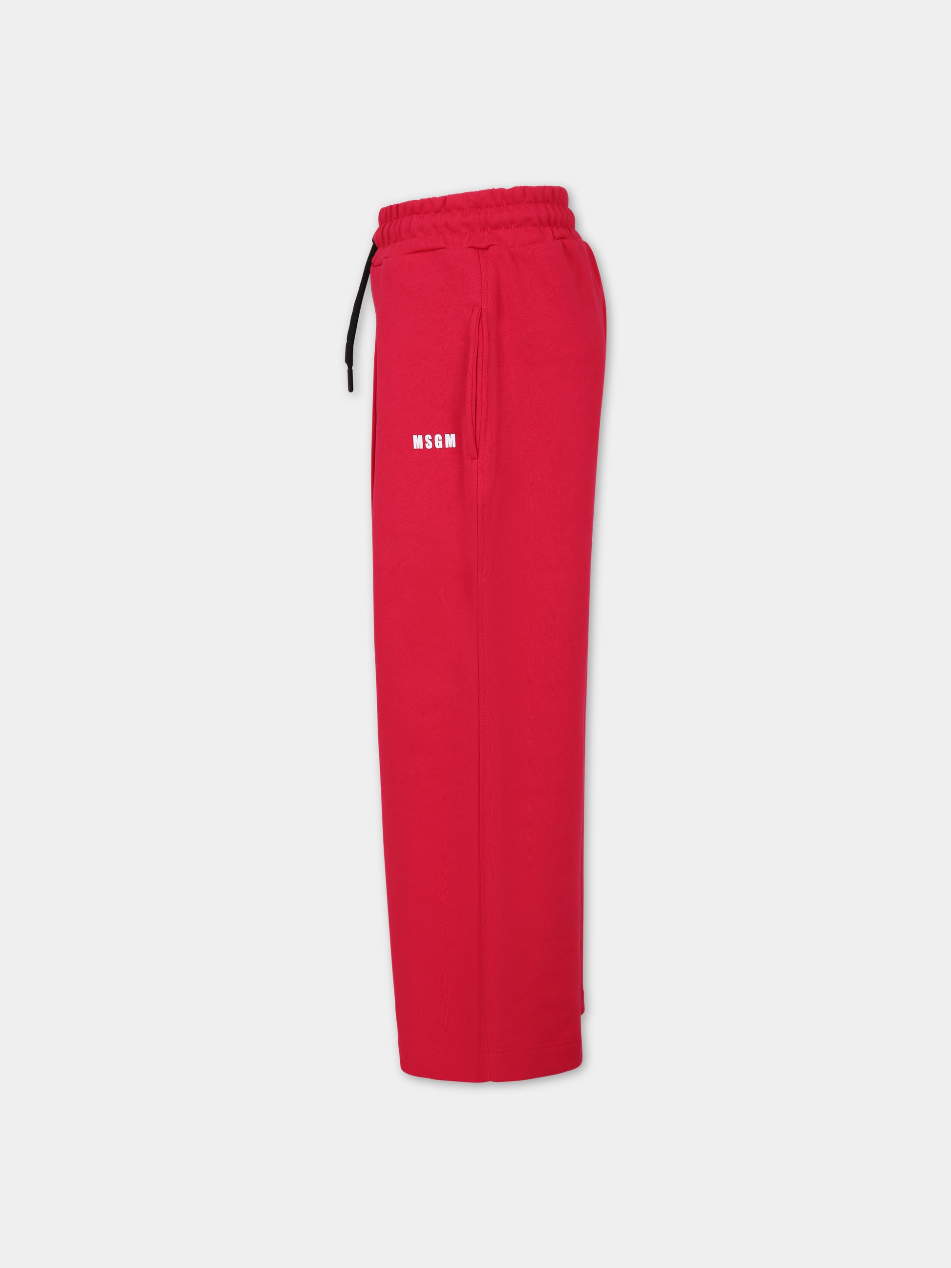 Pantaloni fucsia per bambina con logo,Msgm Kids,F3MSJGFP028 044