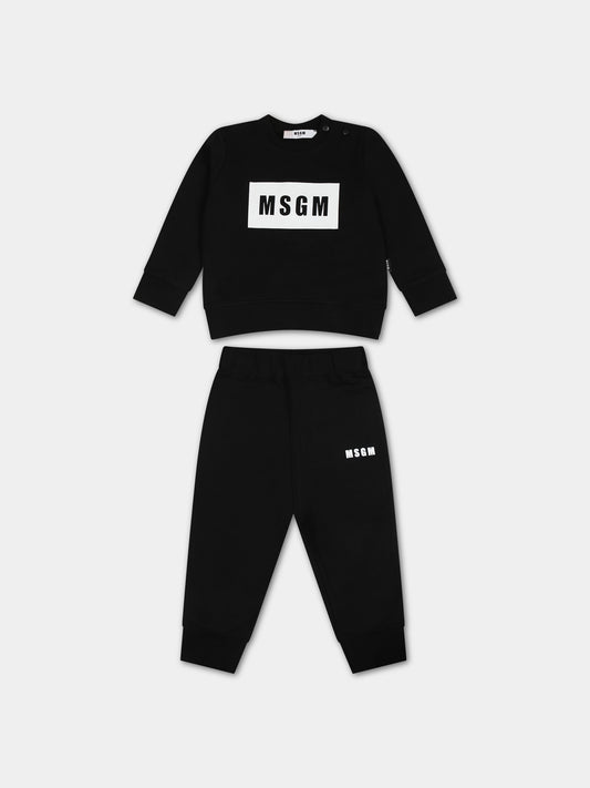 Completo nero per neonati con logo,Msgm Kids,F3MSUNTP043 110