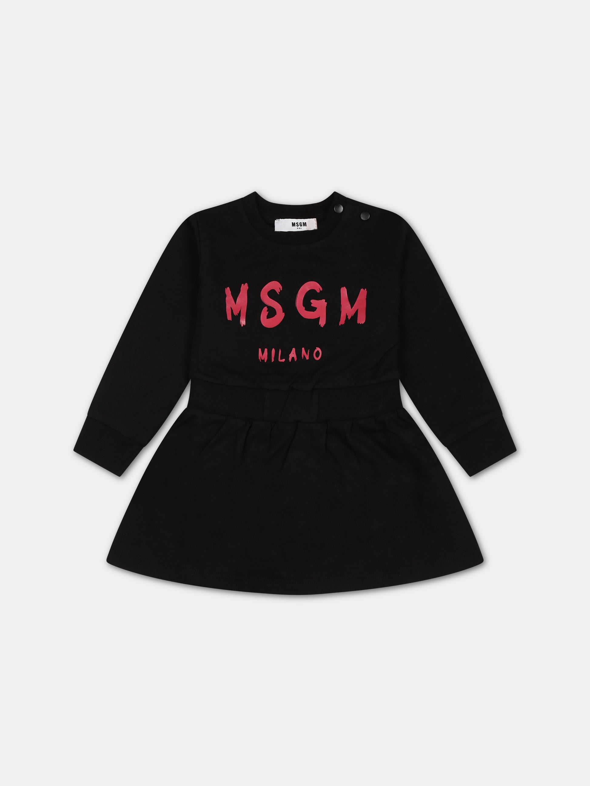Vestito nero per neonata con logo,Msgm Kids,F3MSNGDR040 110/02
