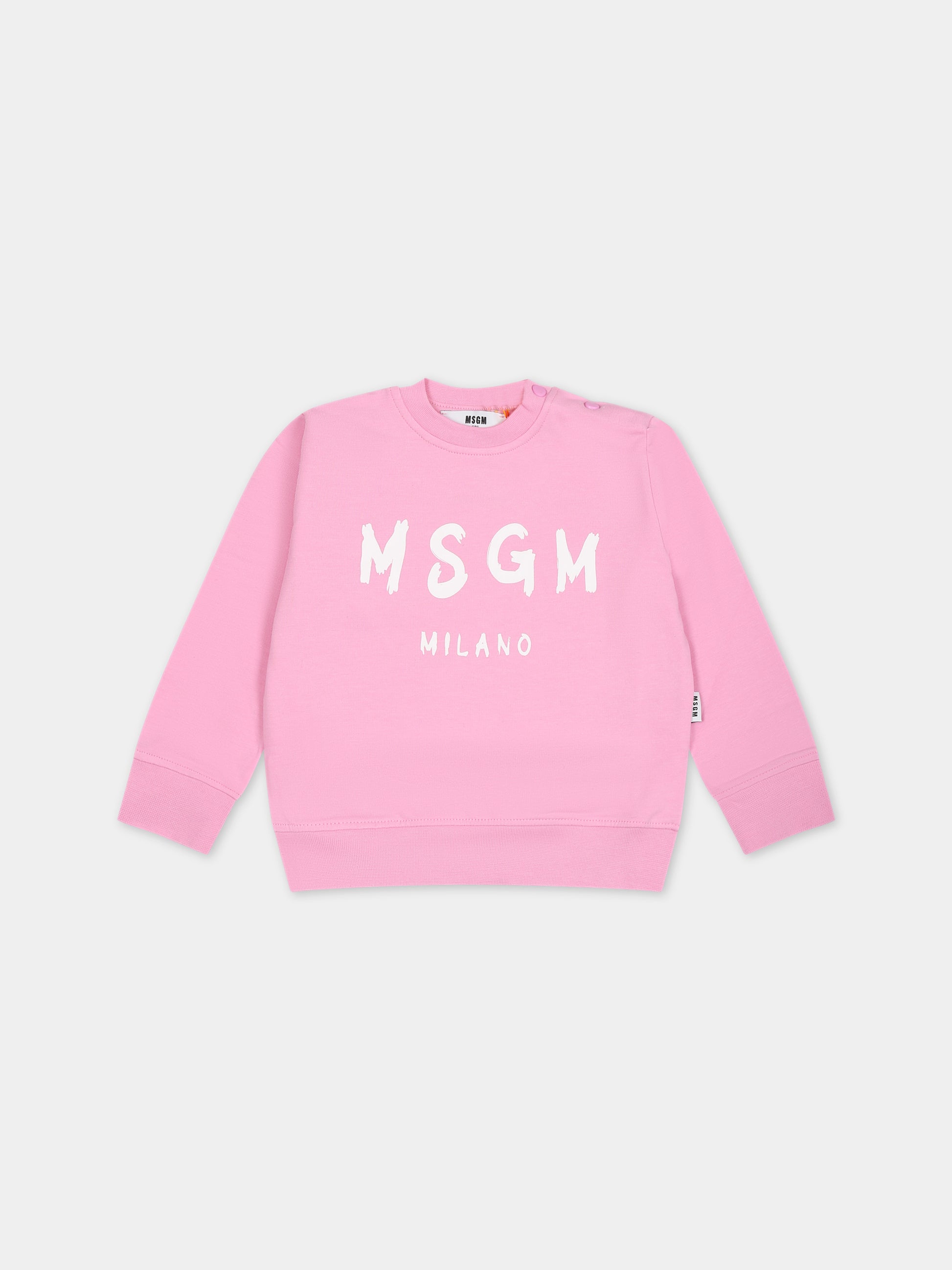 Felpa rosa per neonata con logo,Msgm Kids,F3MSUNSW041 042