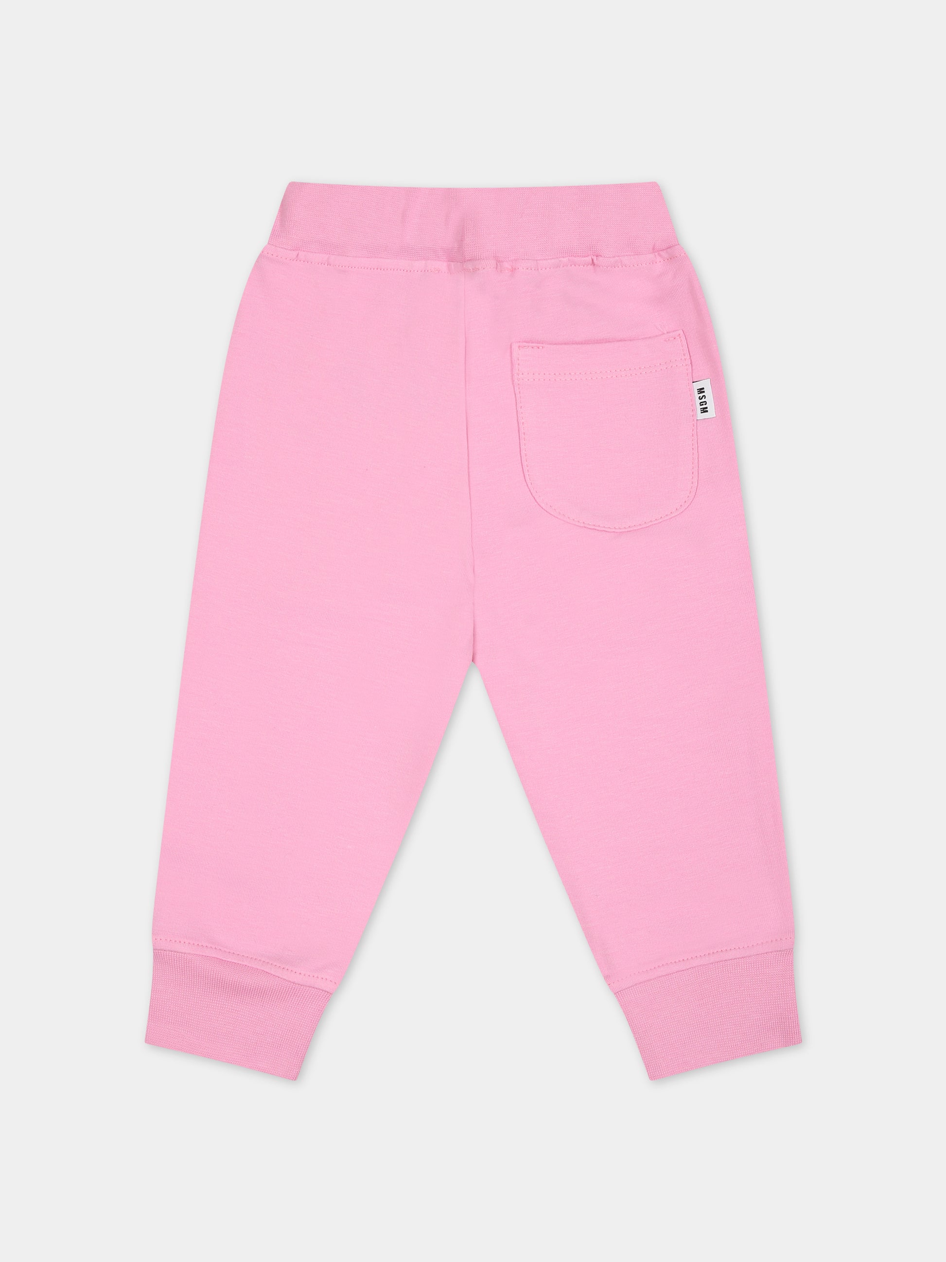 Pantaloni rosa per neonata con logo,Msgm Kids,F3MSUNFP042 042