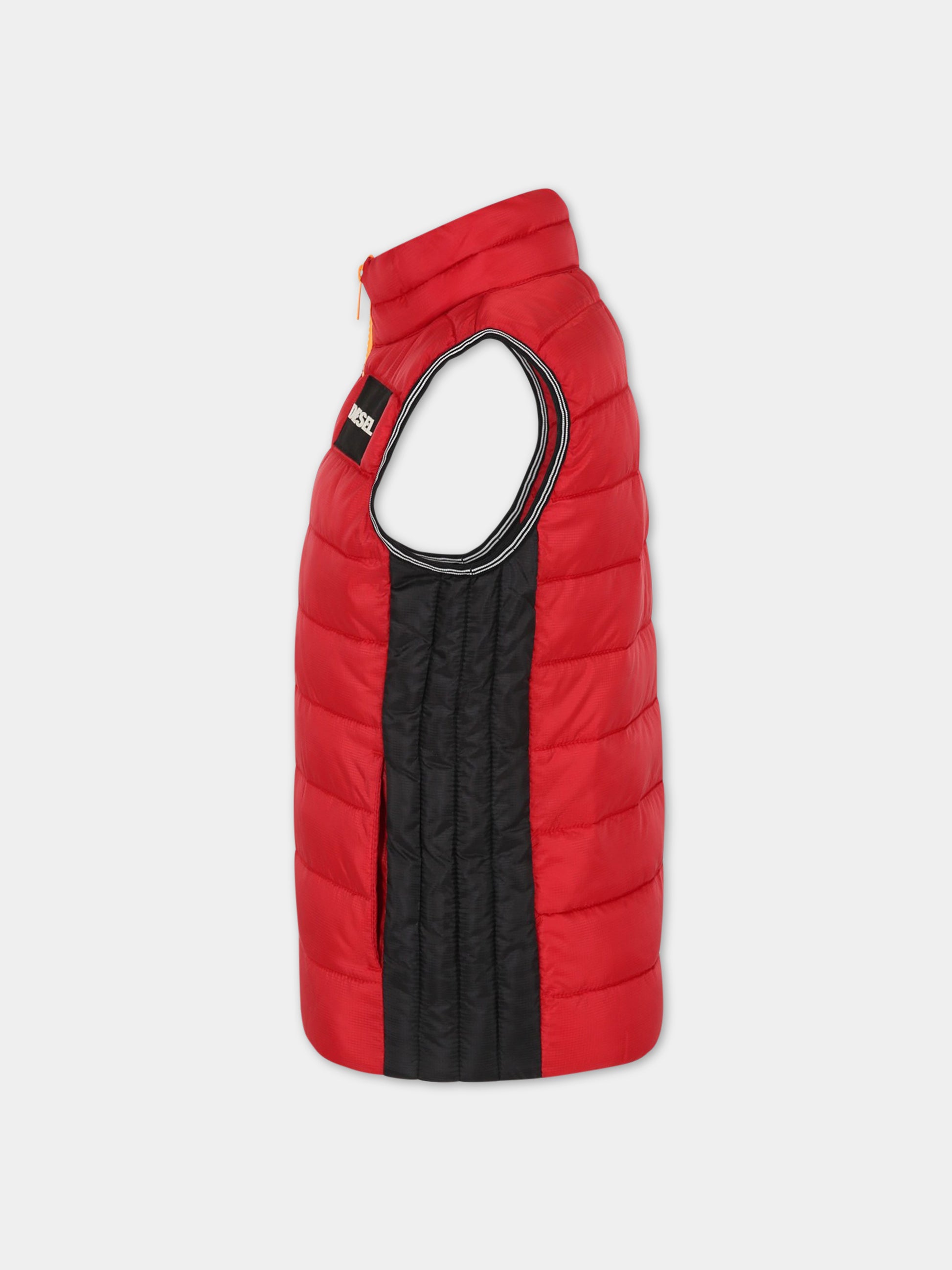 Gilet rosso per bambino con logo,Diesel,00J57J KXBA4 K418