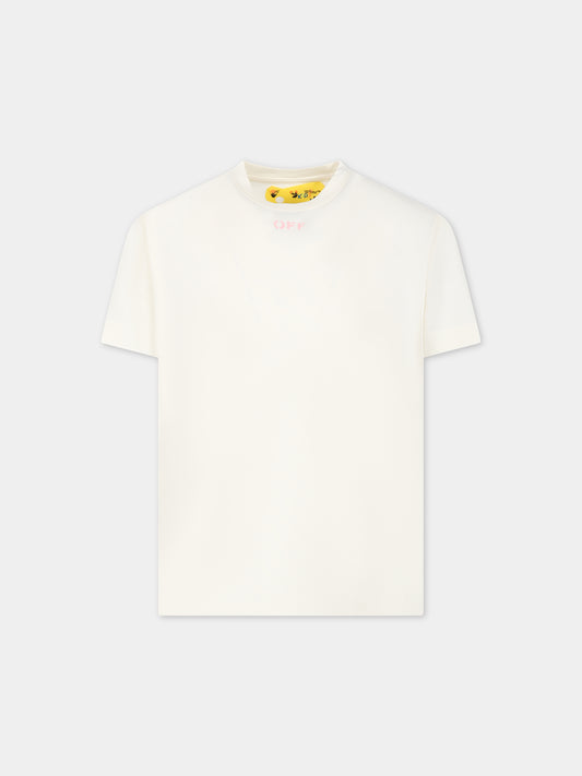 T-shirt bianca per bambina con logo,Off White,OGAA001F23JER0020330