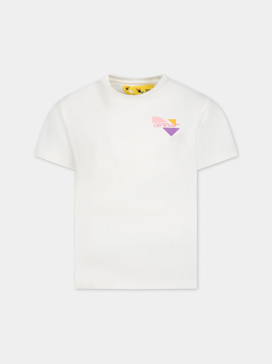 T-shirt bianca per bambina con logo,Off White,OGAA001F23JER0100132