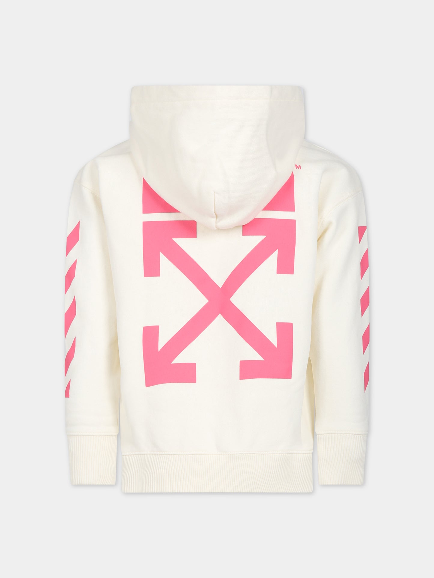 Felpa bianca per bambina con logo,Off White,OGBB002F23FLE0010332