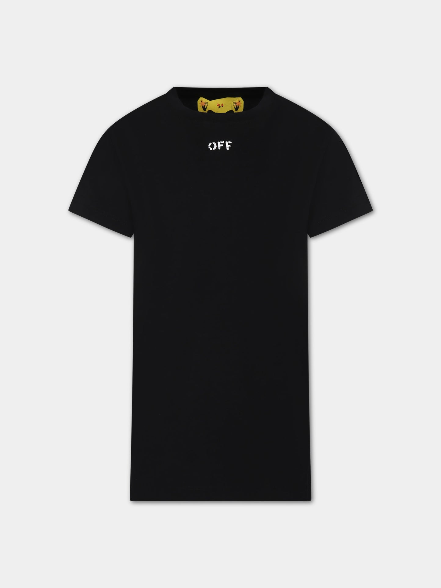 Vestito nero per bambina con logo,Off White,OGDB030F23JER0011001