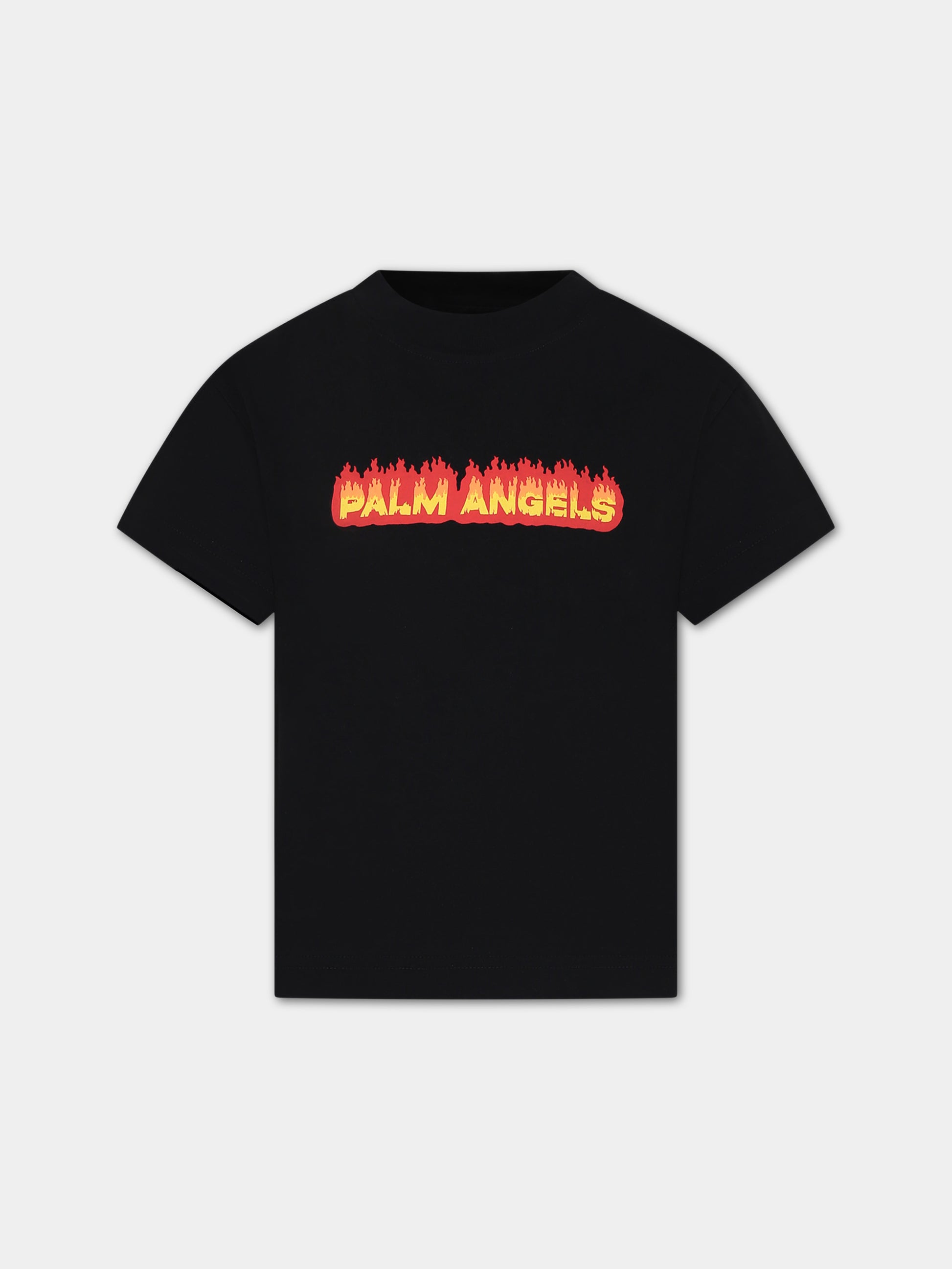 T-shrt nera per bambino con logo,Palm Angels,PBAA003F23JER0031025
