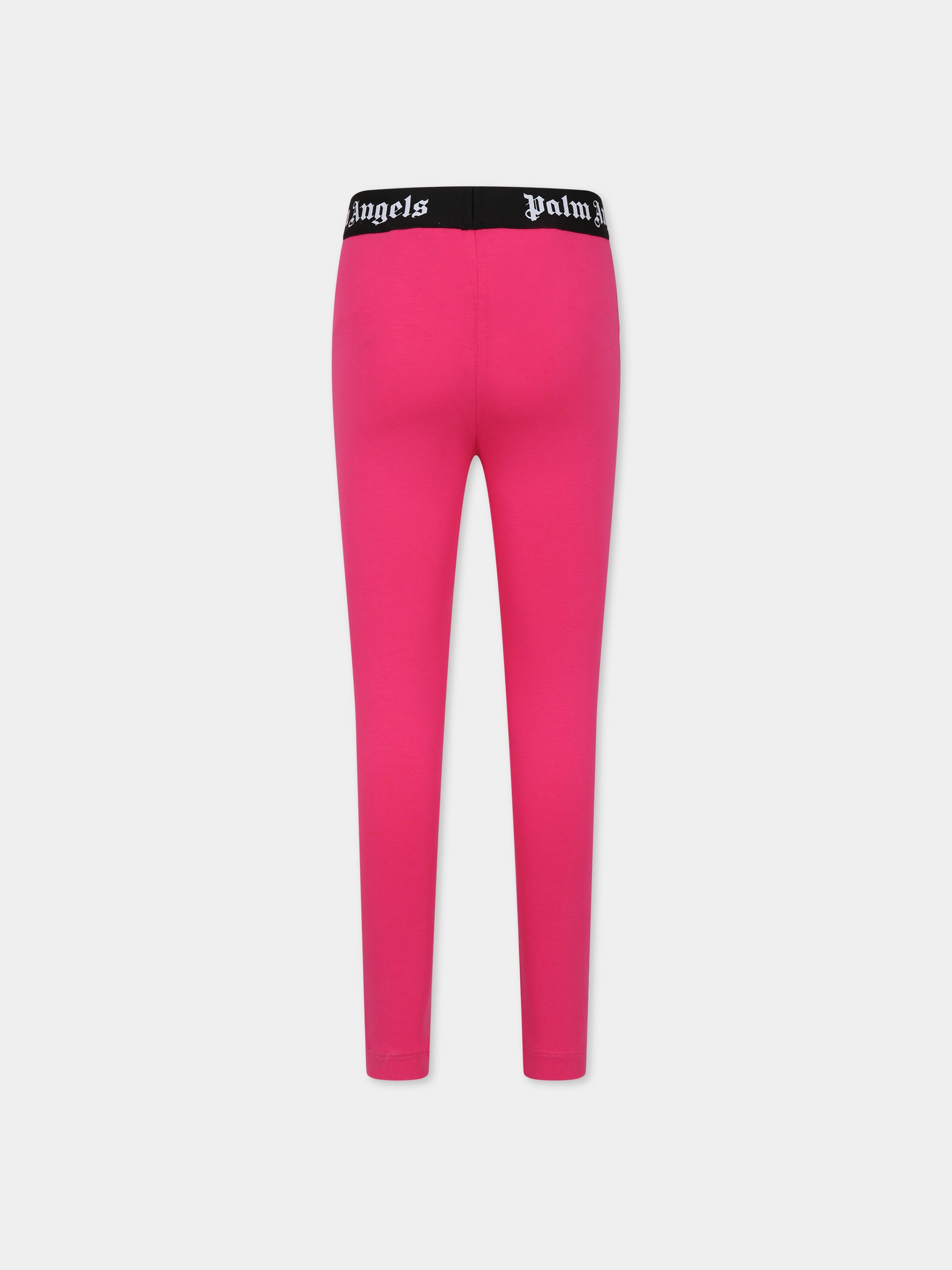 Leggings fucsia per bambina con logo,Palm Angels,PGCD004C99JER0013210