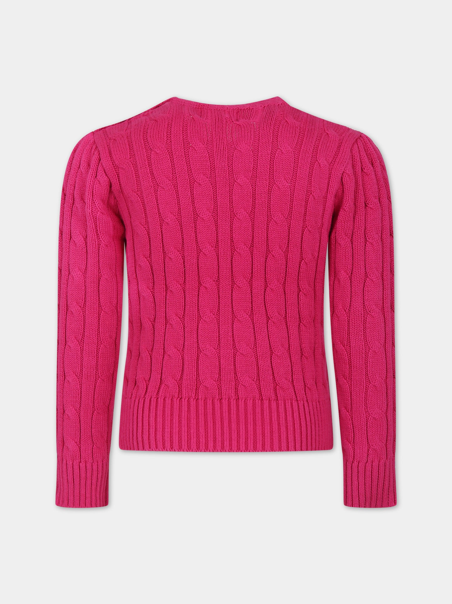 Maglione fucsia per bambina con logo,Ralph Lauren Kids,901316004
