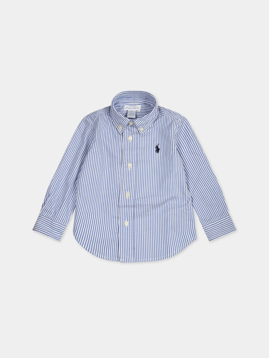 Camicia celeste per neonato con logo,Ralph Lauren Kids,819240001