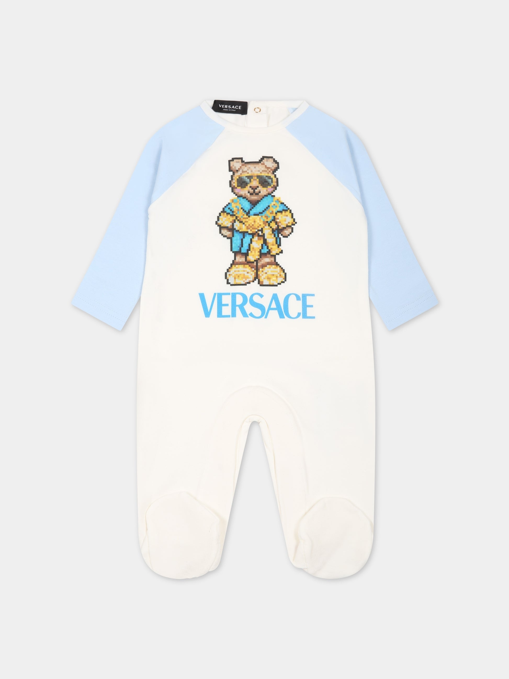 Tutina bianca per neonato con Teddy Bear e logo,Versace,1000137 1A08089 6WA60