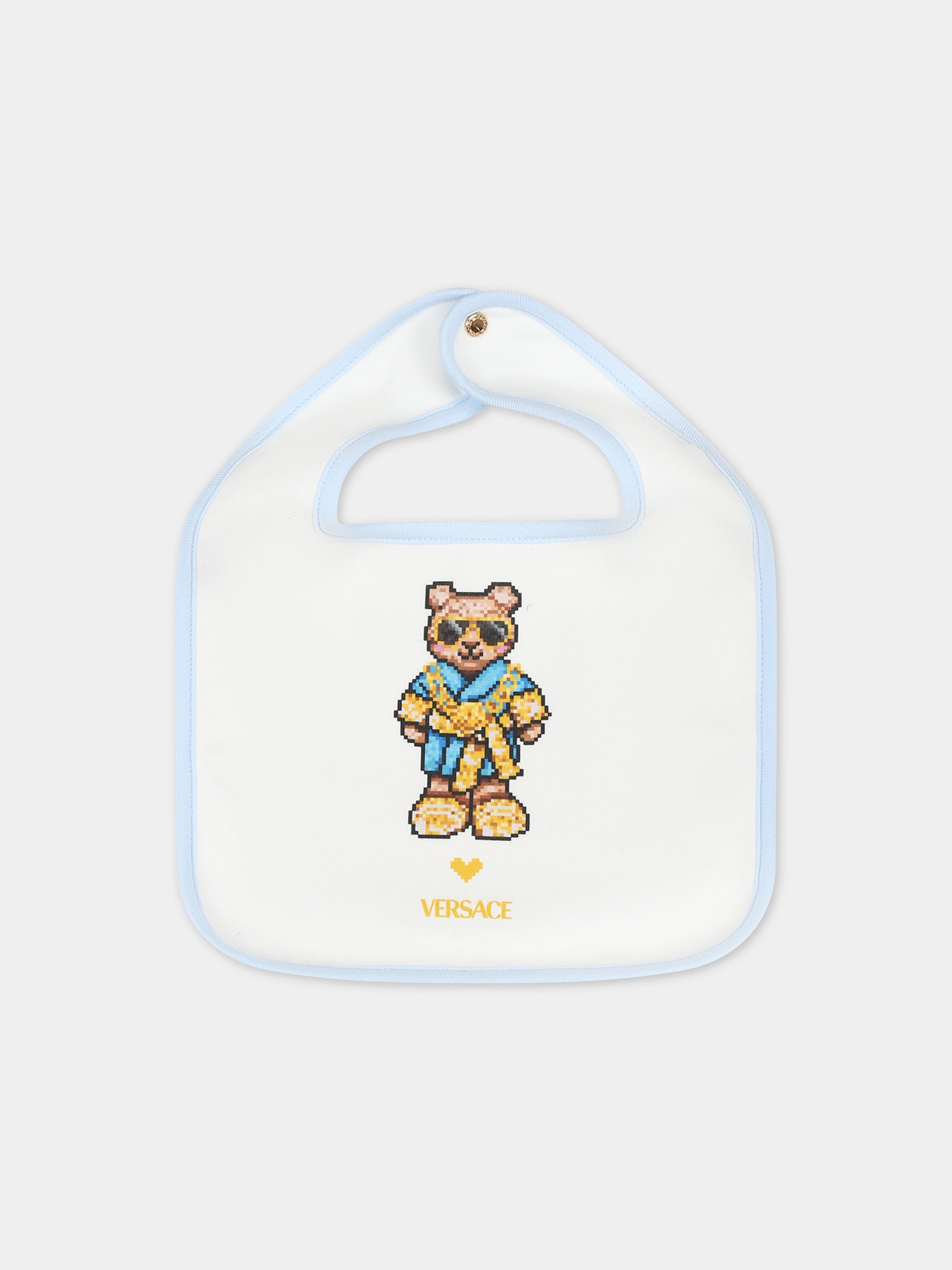 Set bianco per neonato con Teddy bear e logo,Versace,1011062 1A08117 2WH70